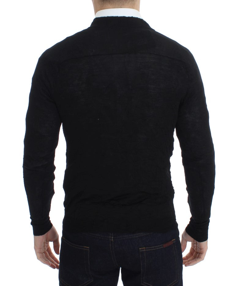 Costume National Elegant Black Merino Wool Cardigan - ACCEXO