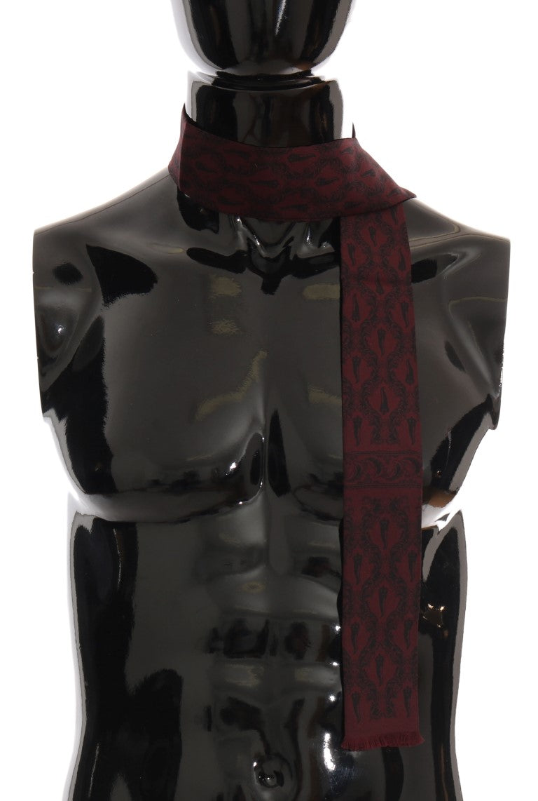 Dolce & Gabbana Silk Bordeaux Crown Chili Print Mens Scarf - ACCEXO