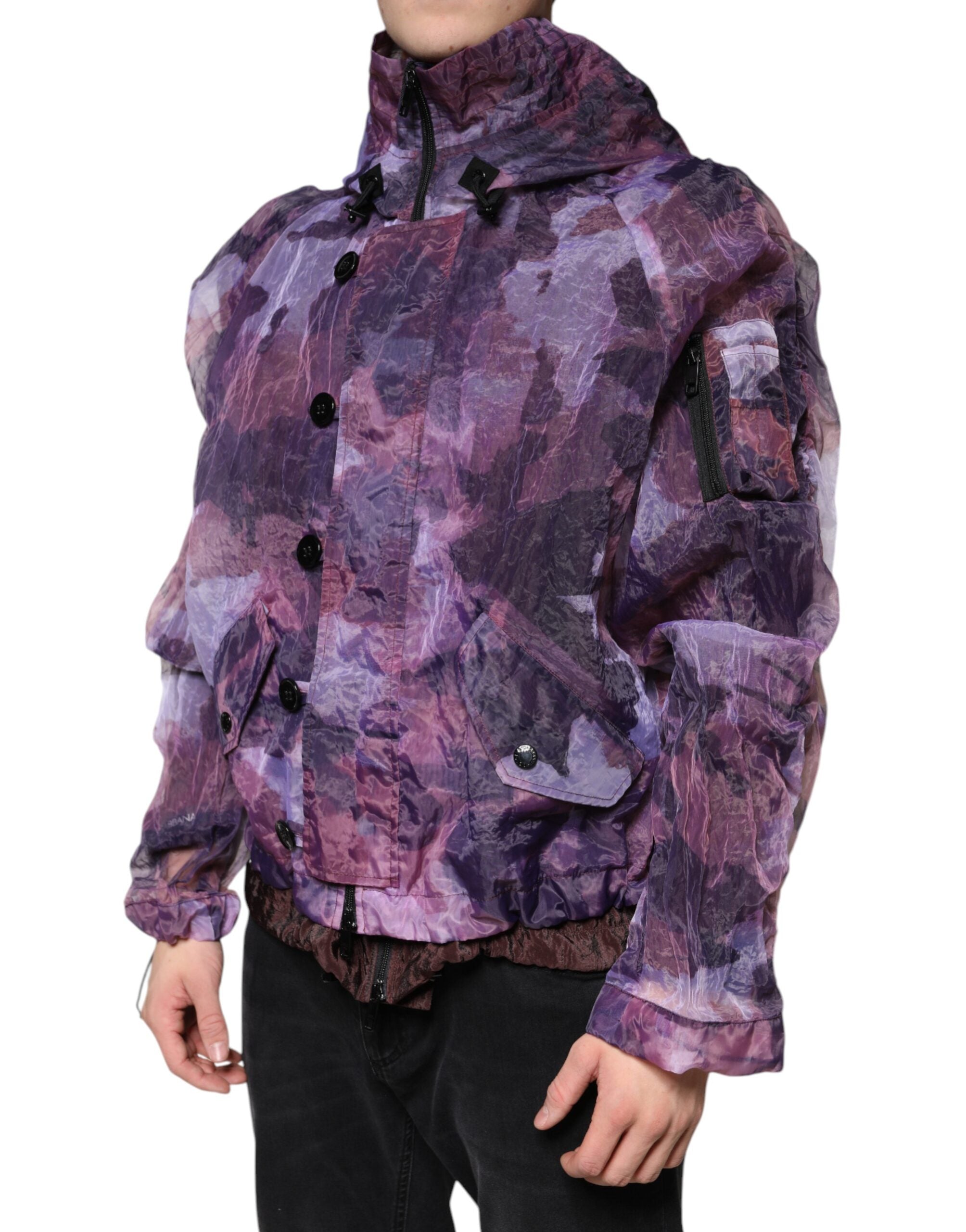 Dolce & Gabbana Purple Camouflage Hooded Men Blouson Jacket - ACCEXO