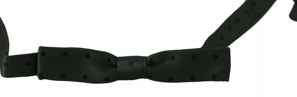 Dolce & Gabbana Green Dotted Silk Adjustable Neck Bow Tie - ACCEXO