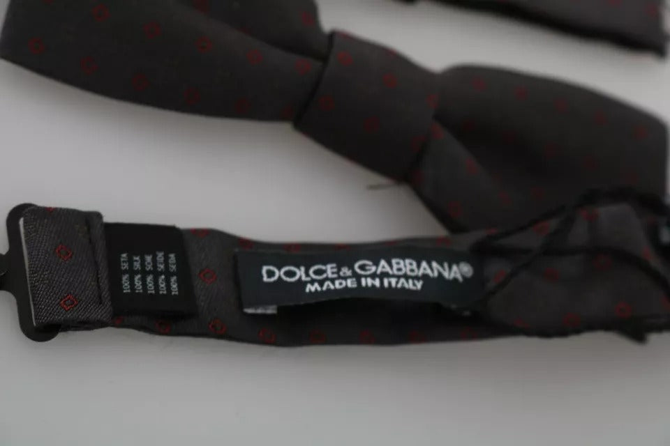 Dolce & Gabbana Gray Dotted Silk Adjustable Neck Bow Tie - ACCEXO