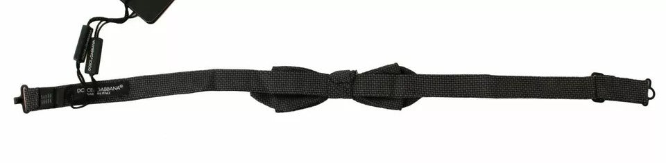 Dolce & Gabbana Gray Pattern Silk Adjustable Neck Bow Tie - ACCEXO