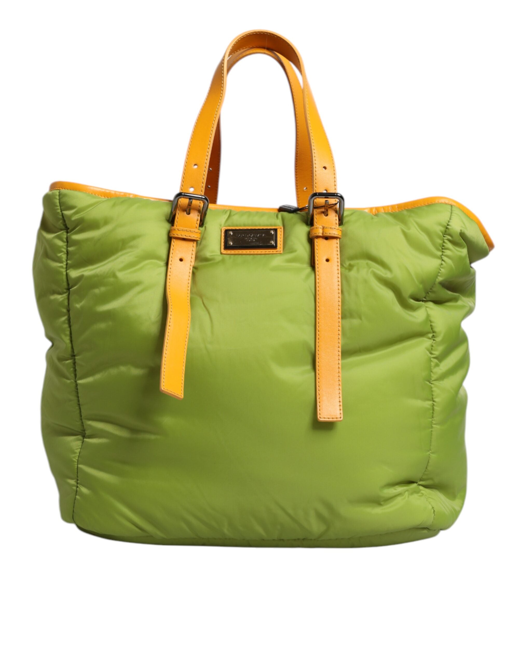 Dolce & Gabbana Green Nylon Padded Logo Plaque Tote Crossbody Bag - ACCEXO