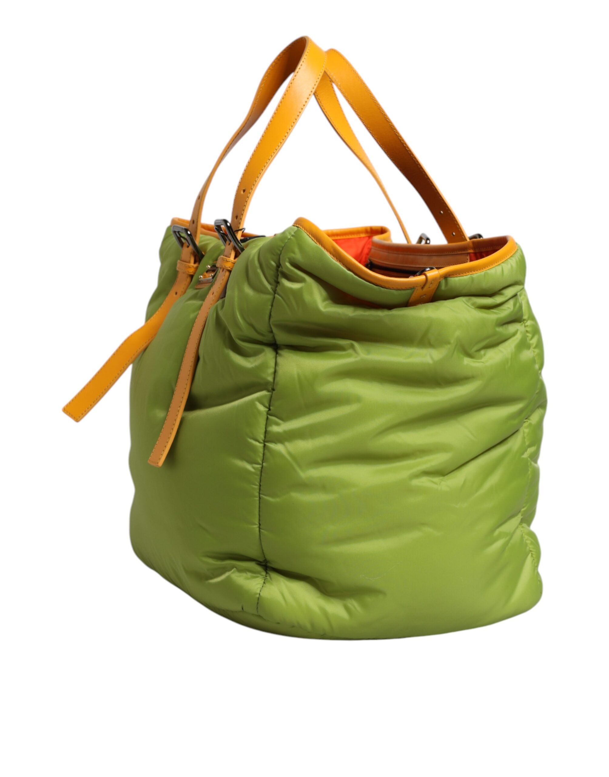Dolce & Gabbana Green Nylon Padded Logo Plaque Tote Crossbody Bag - ACCEXO