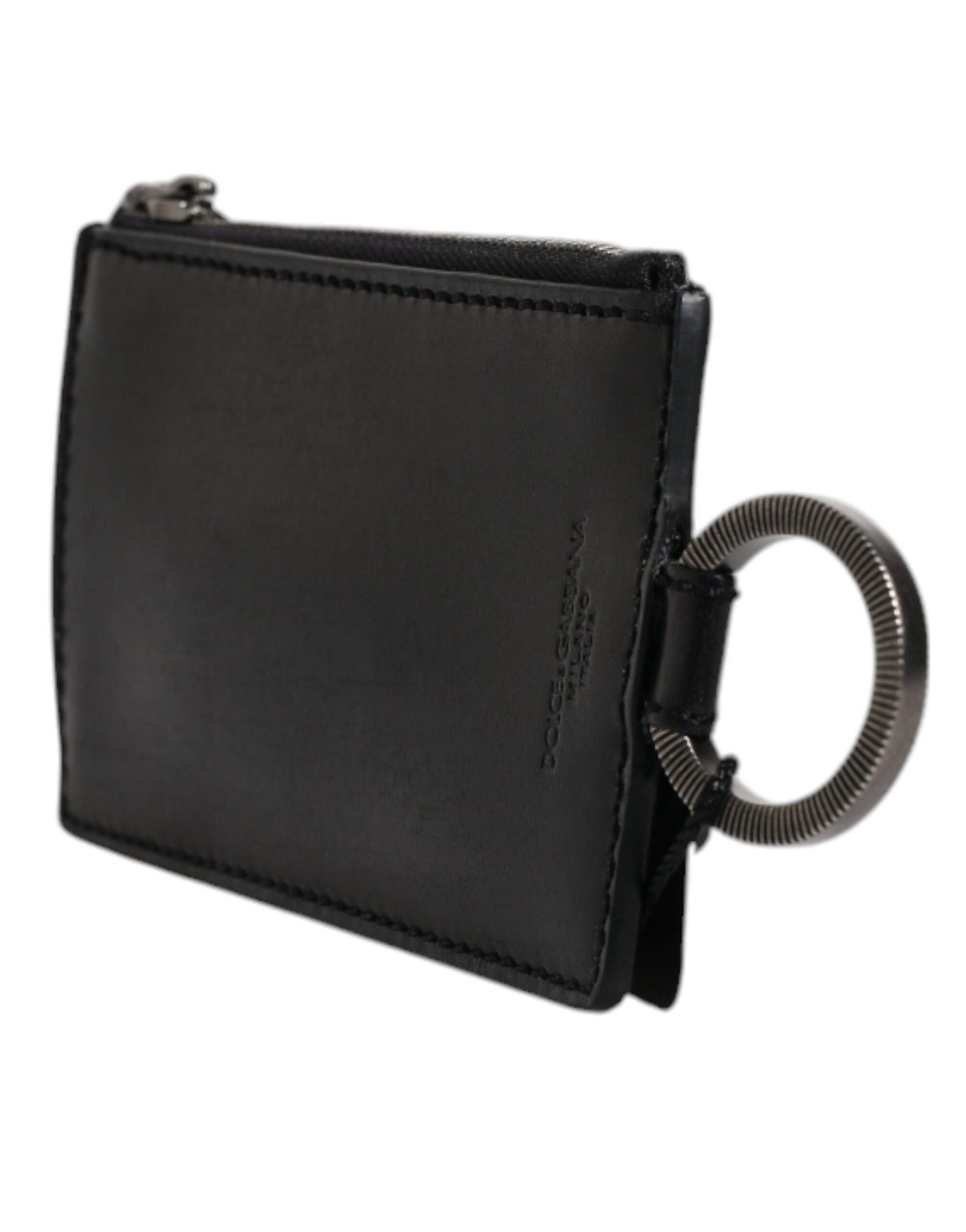 Dolce & Gabbana Black Horse Leather Lanyard Logo Card Holder Wallet - ACCEXO