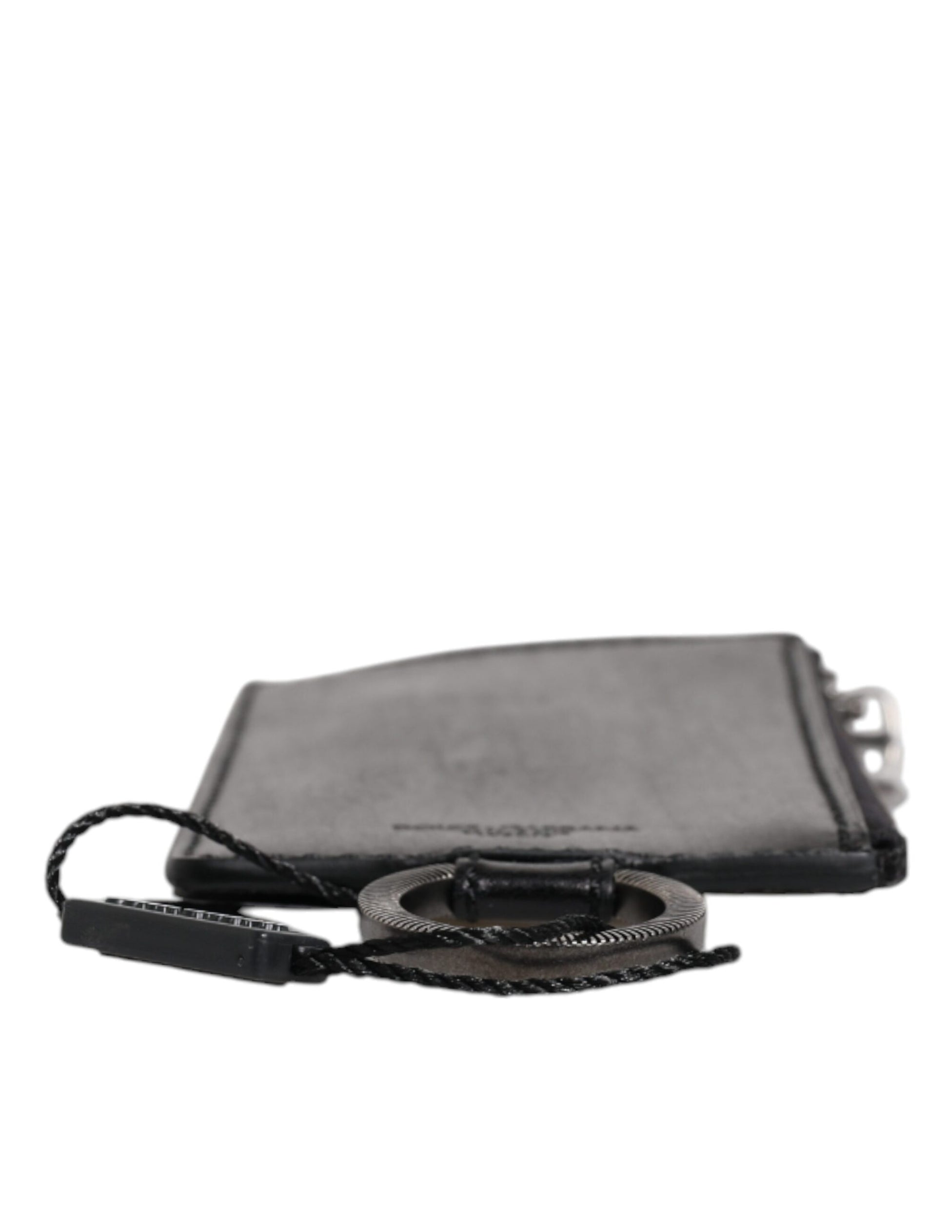 Dolce & Gabbana Black Horse Leather Lanyard Logo Card Holder Wallet - ACCEXO
