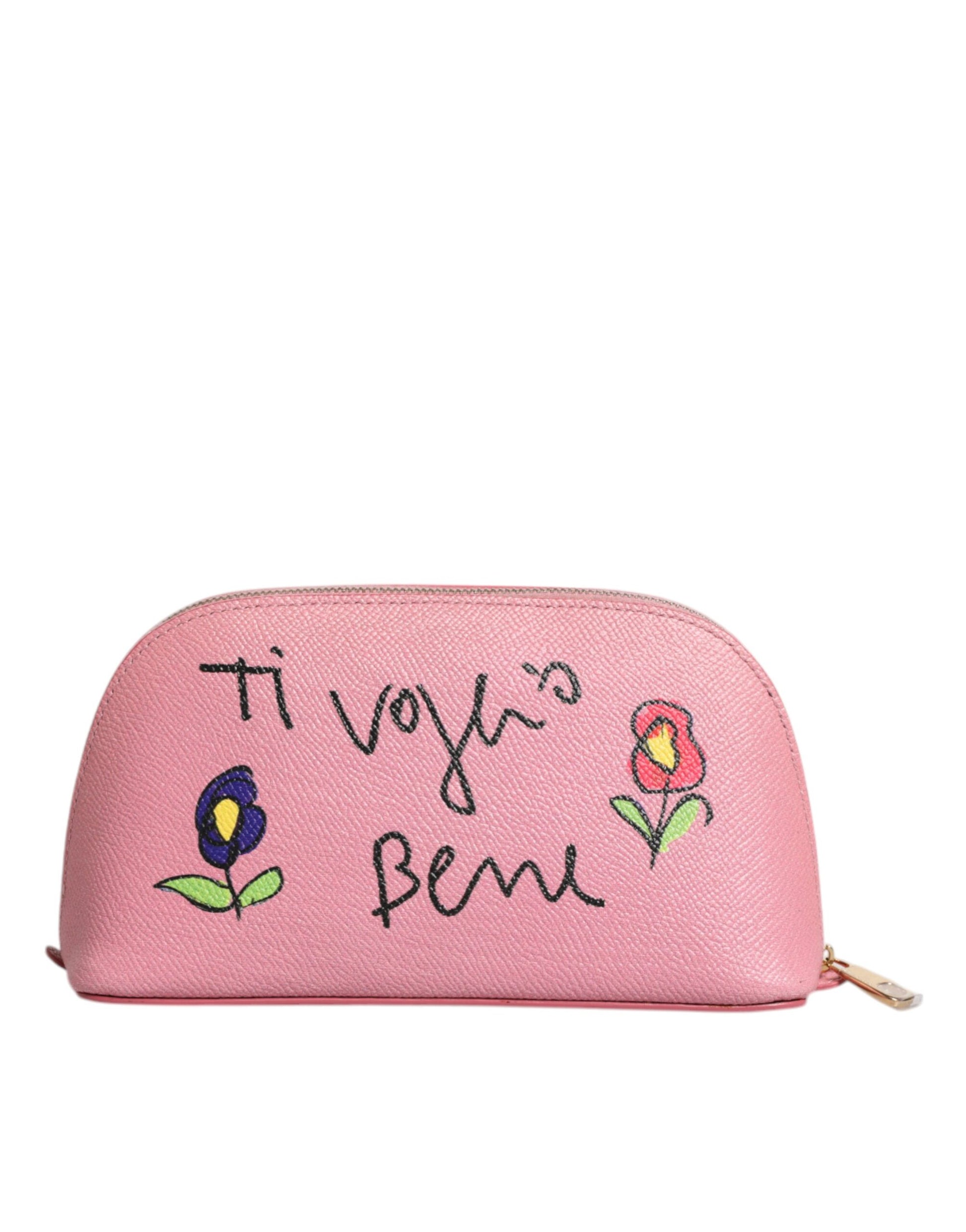 Dolce & Gabbana Pink Leather DG Logo Zip Around Hand Purse Pouch Wallet - ACCEXO