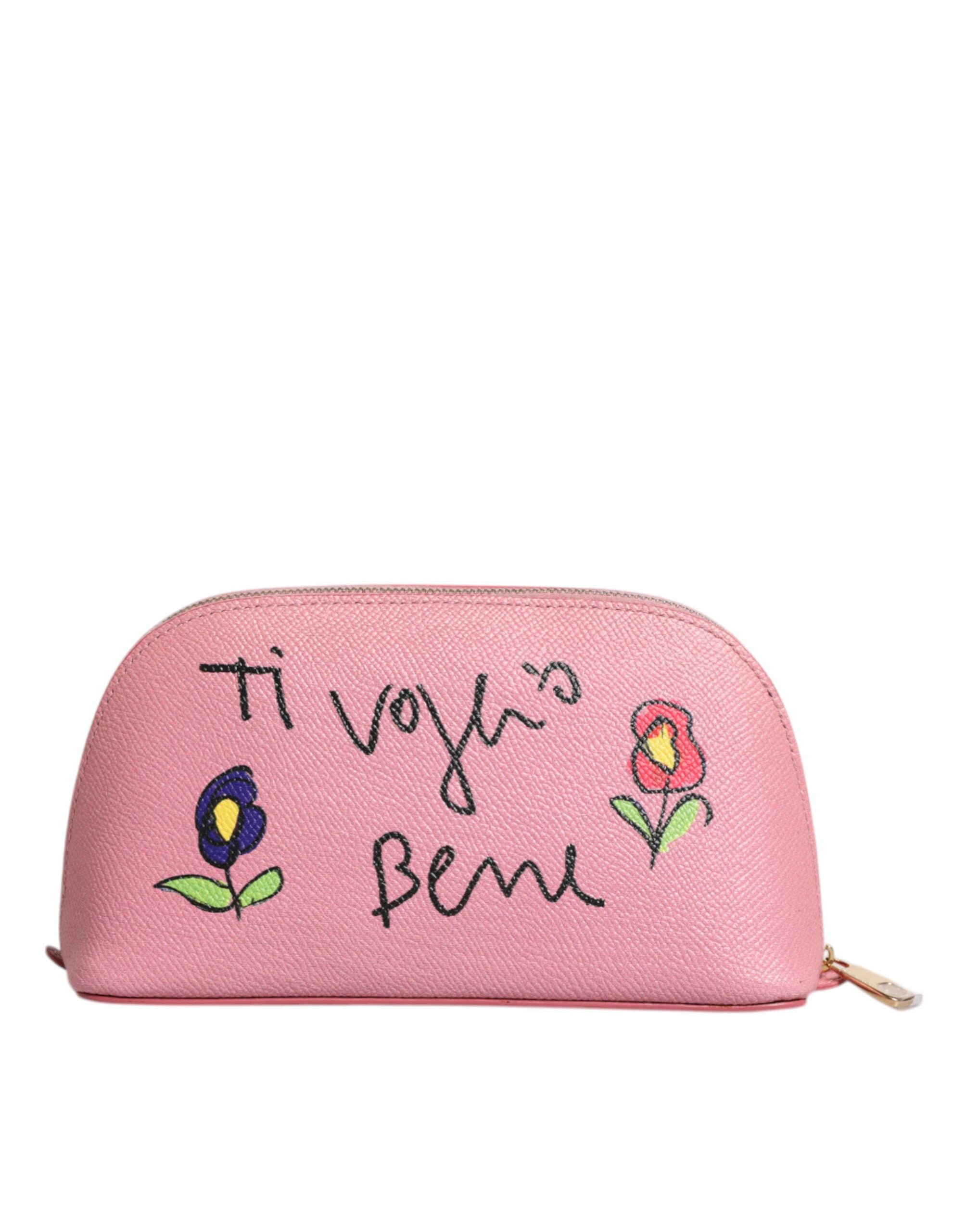 Dolce & Gabbana Pink Leather DG Logo Zip Around Hand Purse Pouch Wallet - ACCEXO