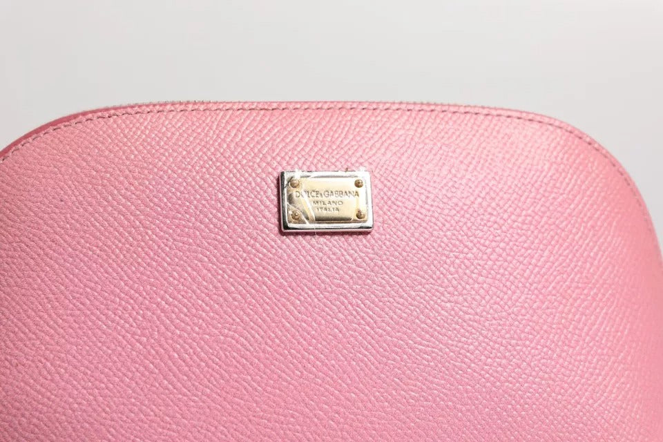 Dolce & Gabbana Pink Leather DG Logo Zip Around Hand Purse Pouch Wallet - ACCEXO