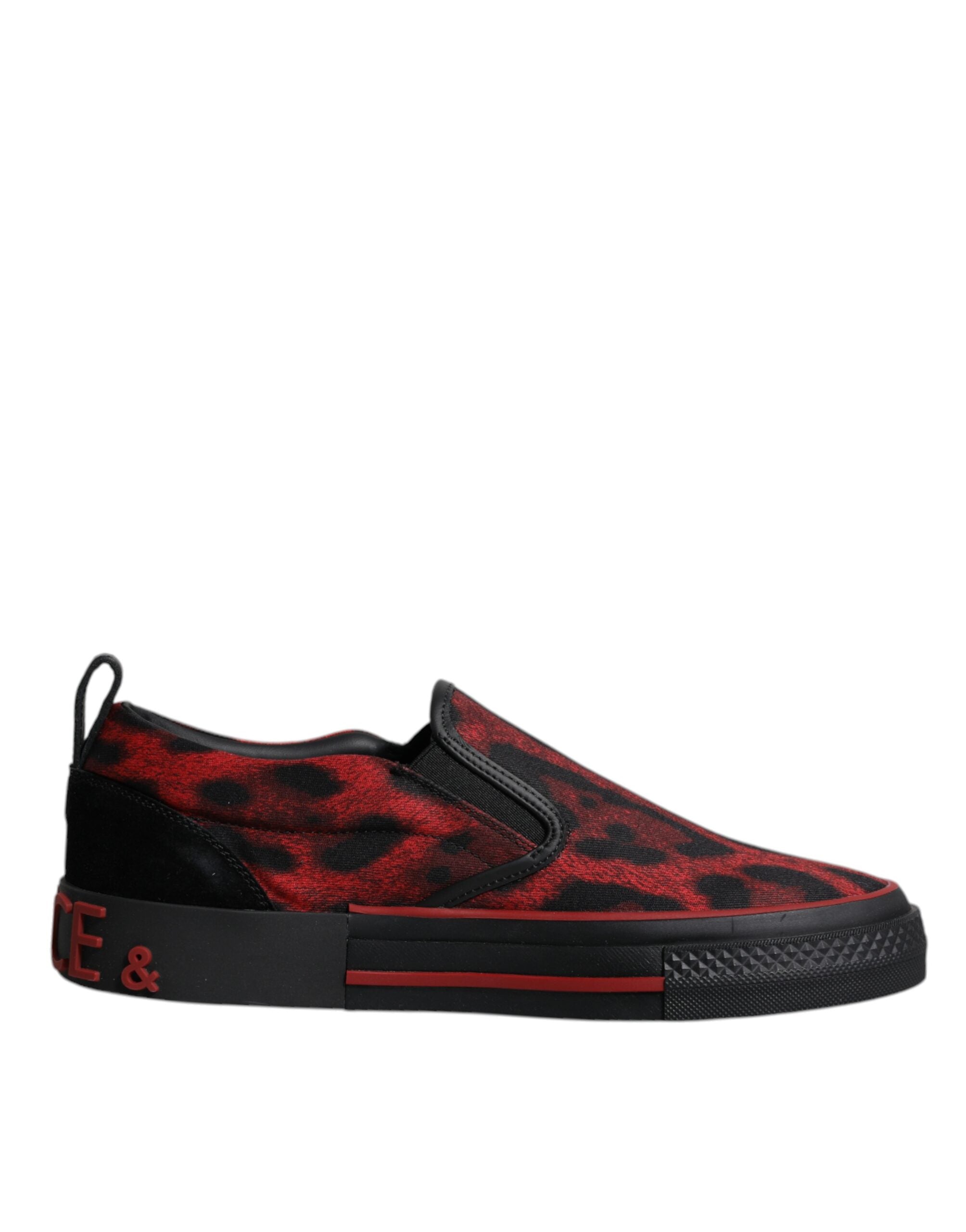 Dolce & Gabbana Red Black Leopard Cotton Men Low Top Sneakers Shoes - ACCEXO