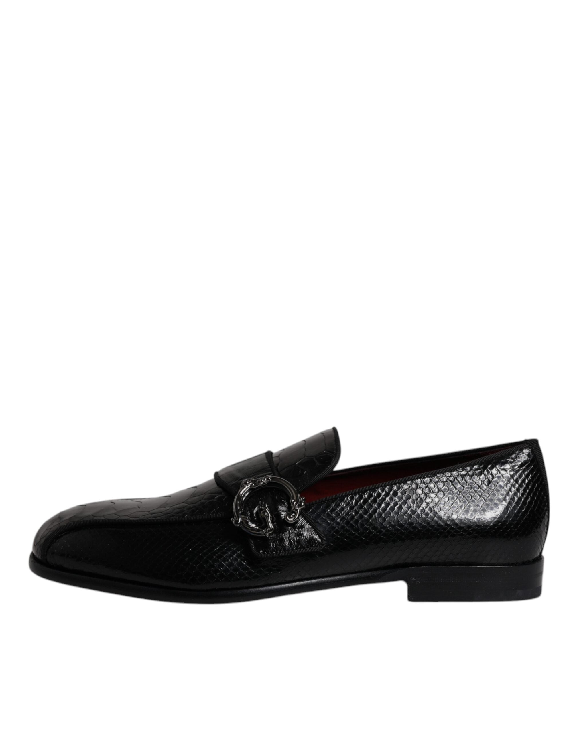 Dolce & Gabbana Black Exotic Leather DG Logo Loafers Formal Dress Shoes - ACCEXO