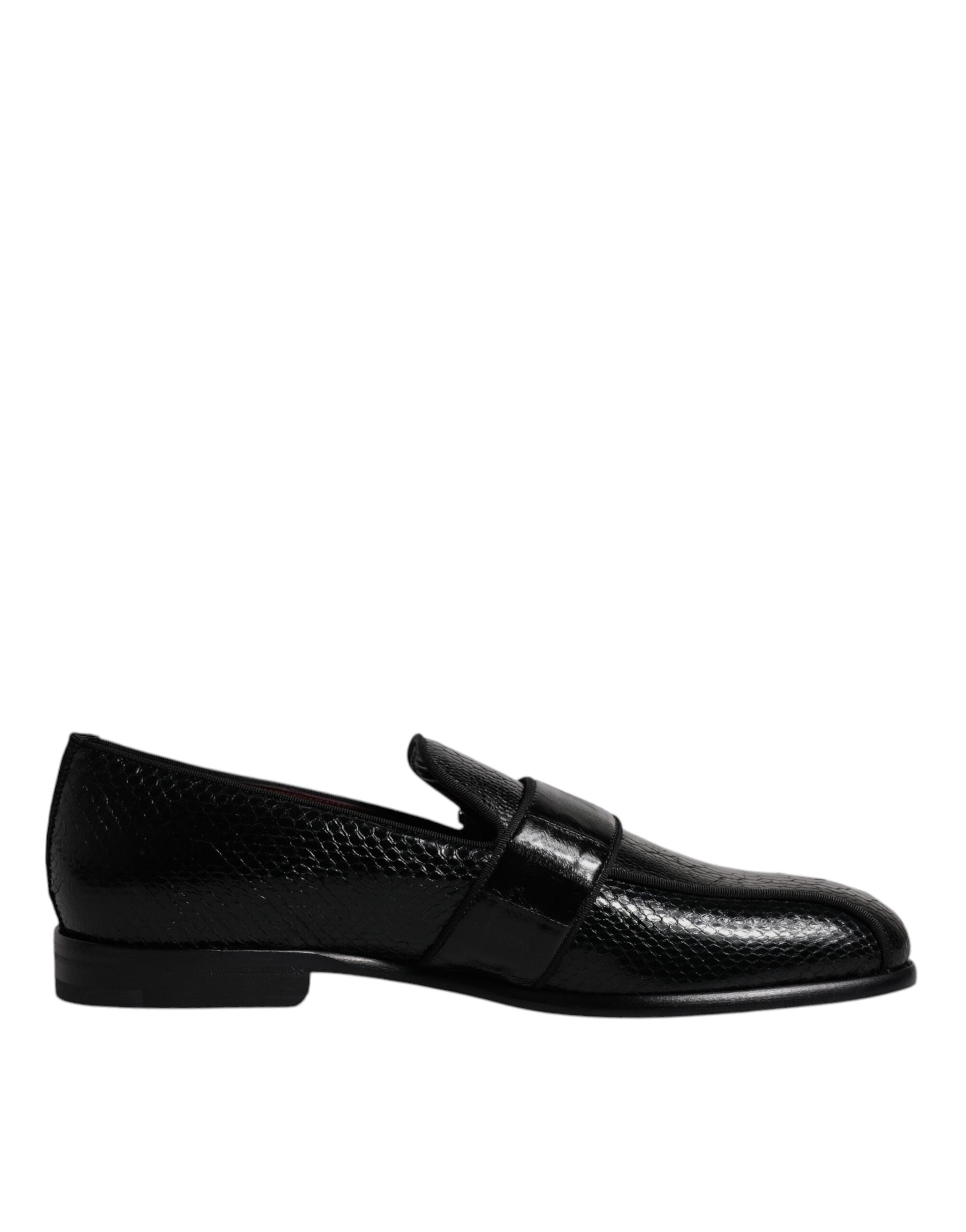 Dolce & Gabbana Black Exotic Leather DG Logo Loafers Formal Dress Shoes - ACCEXO