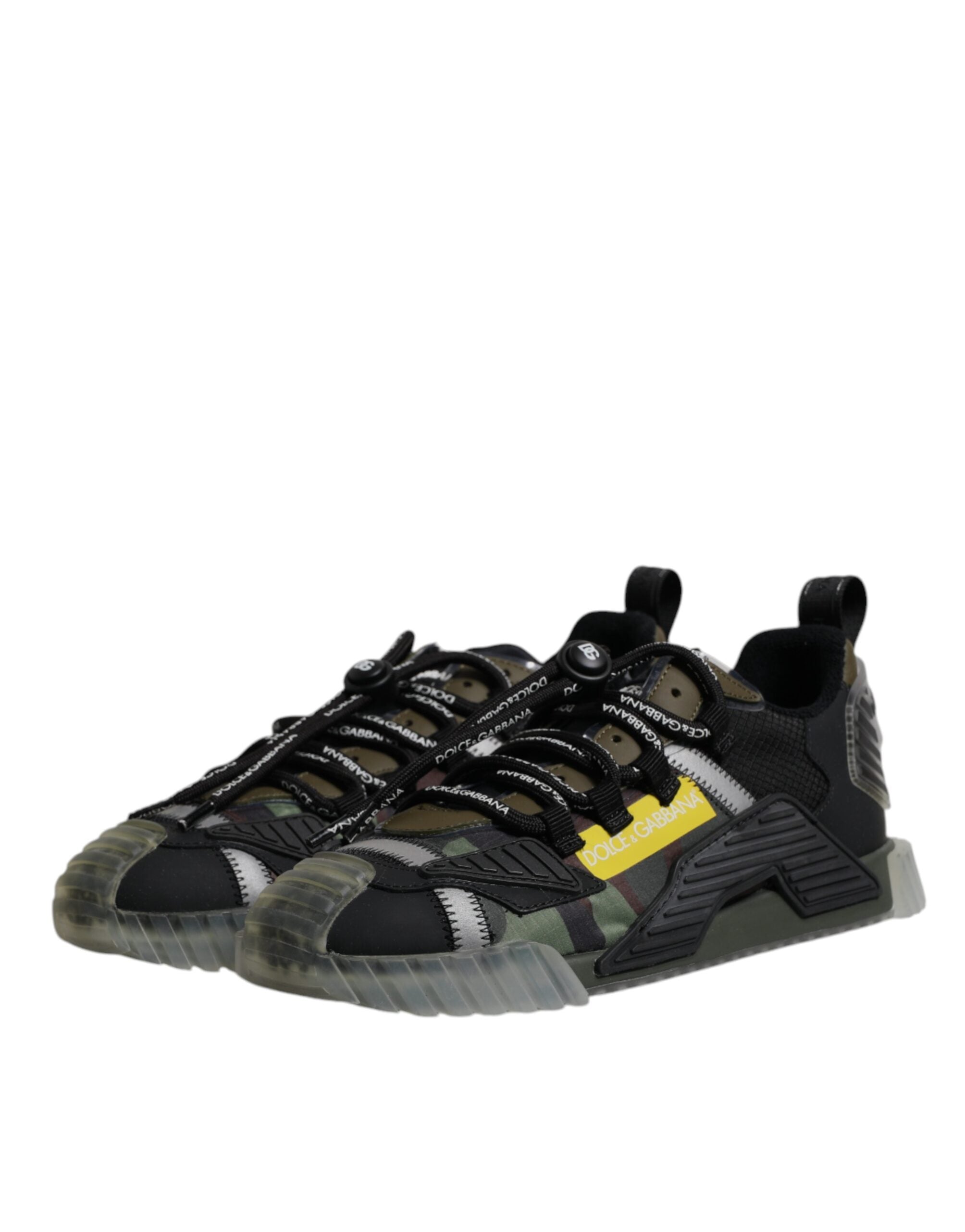 Dolce & Gabbana Black Green Camo NS1 Low Top Sneakers Shoes - ACCEXO