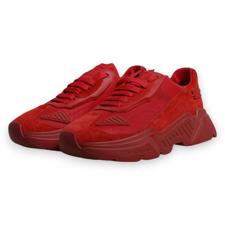 Dolce & Gabbana Red Leather Daymaster Low Top Sneakers Shoes - ACCEXO