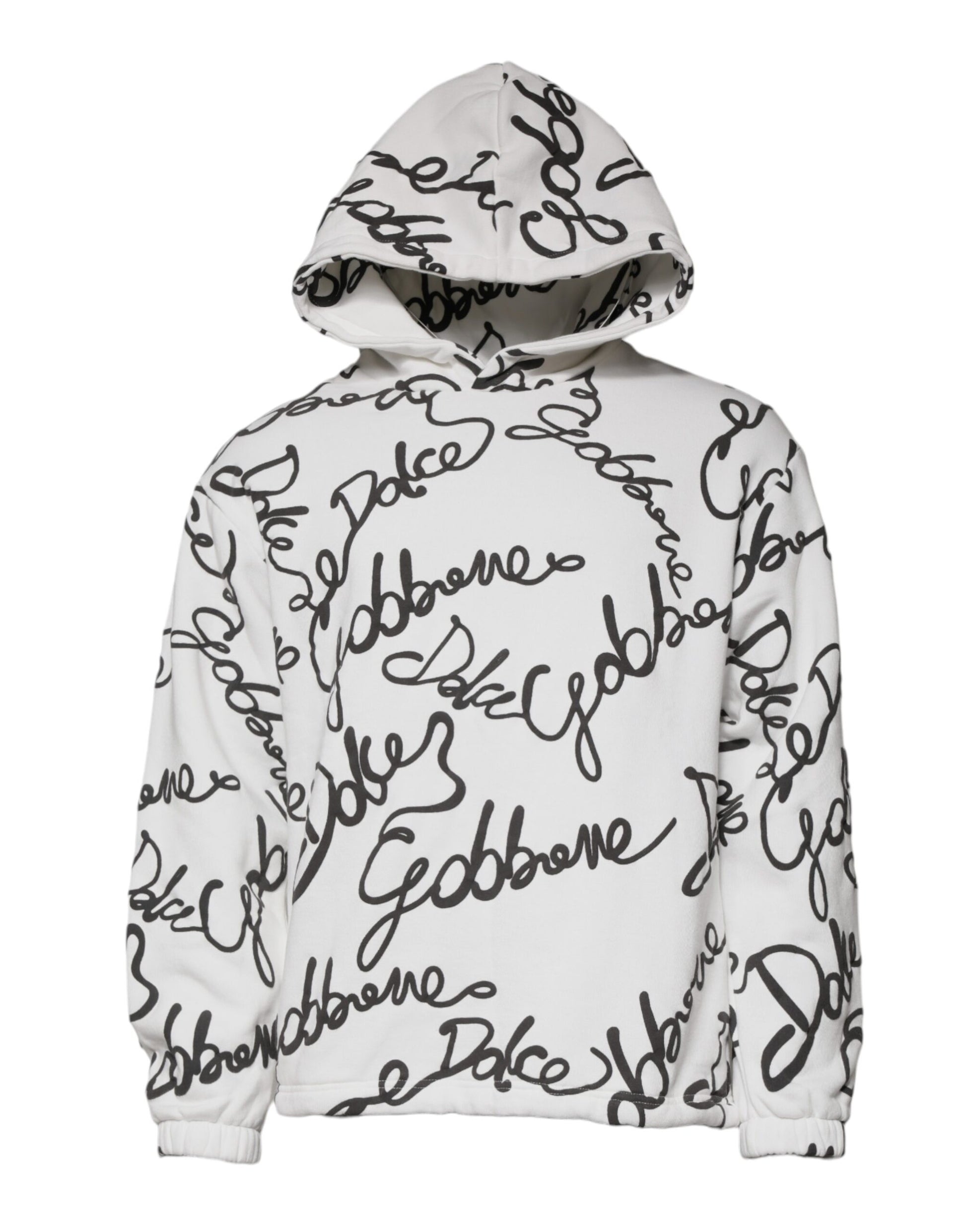 Dolce & Gabbana White Logo Cotton Hooded Sweatshirt Sweater - ACCEXO