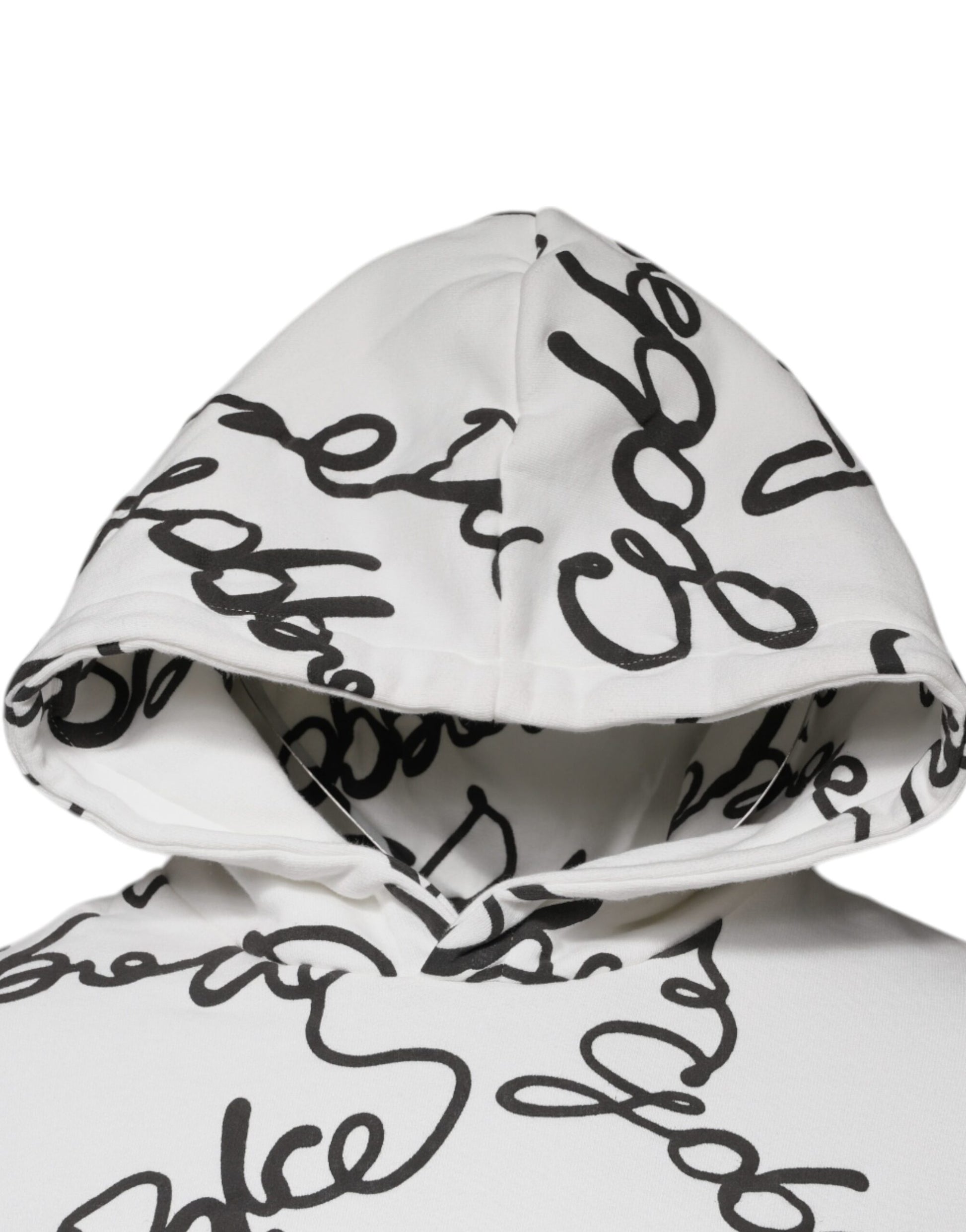 Dolce & Gabbana White Logo Cotton Hooded Sweatshirt Sweater - ACCEXO