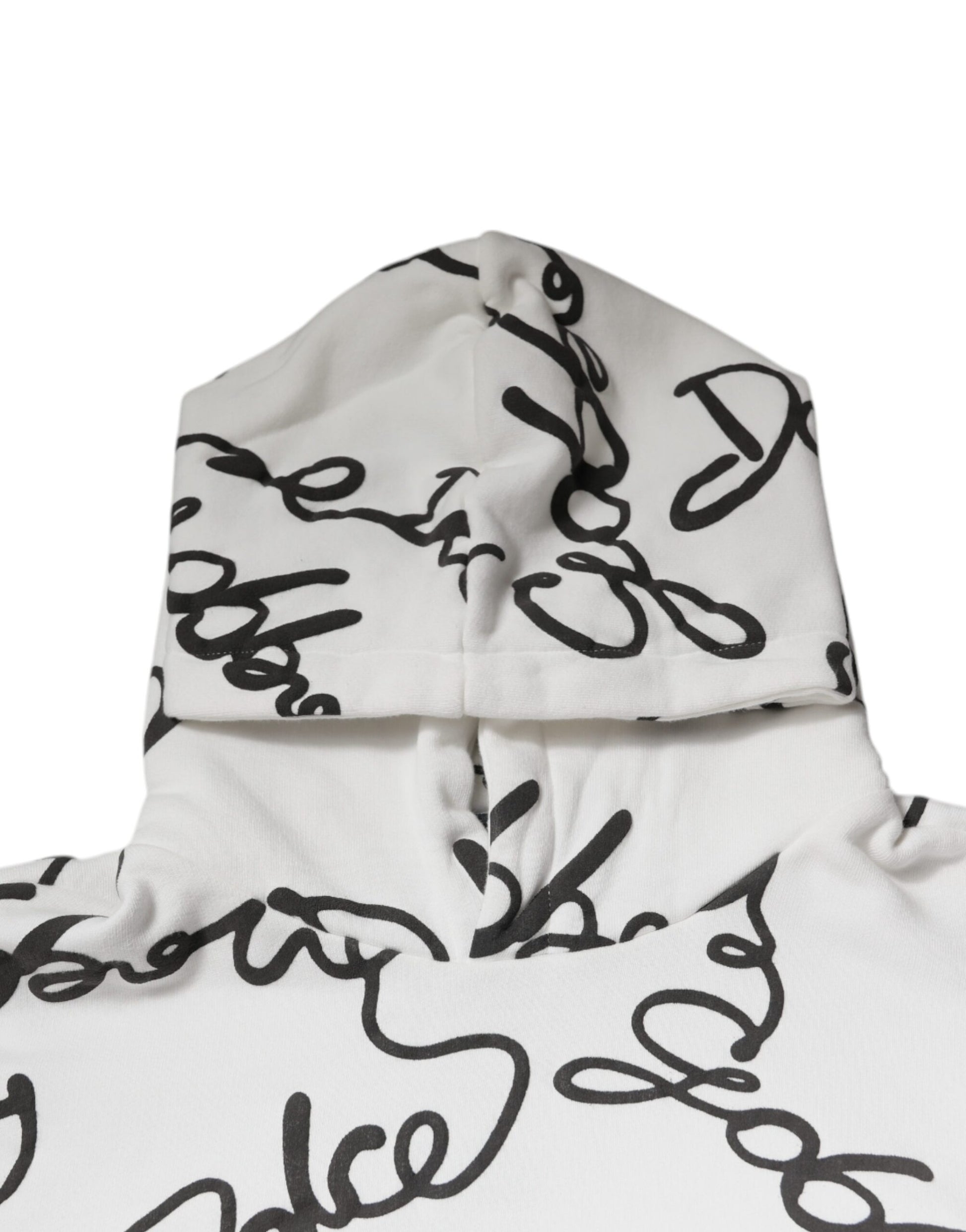 Dolce & Gabbana White Logo Cotton Hooded Sweatshirt Sweater - ACCEXO
