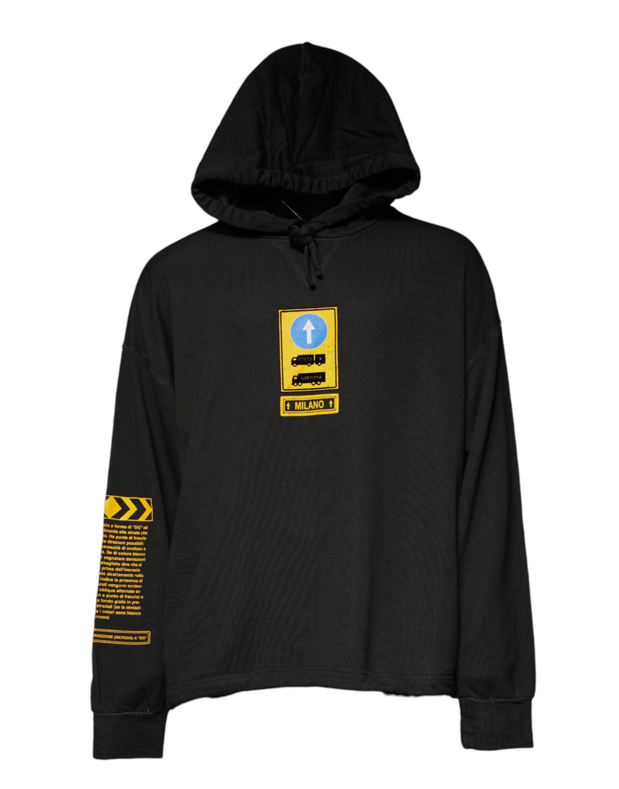 Dolce & Gabbana Black Cotton Hooded DG Shield Pullover Sweater - ACCEXO