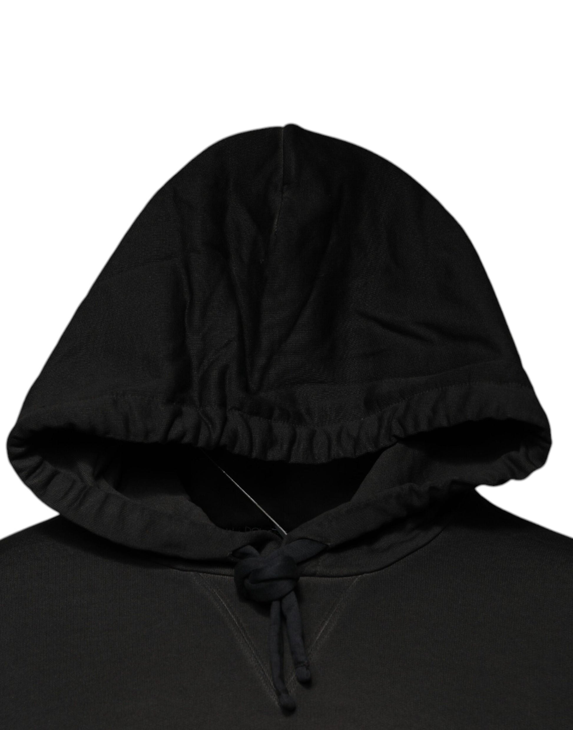 Dolce & Gabbana Black Cotton Hooded DG Shield Pullover Sweater - ACCEXO