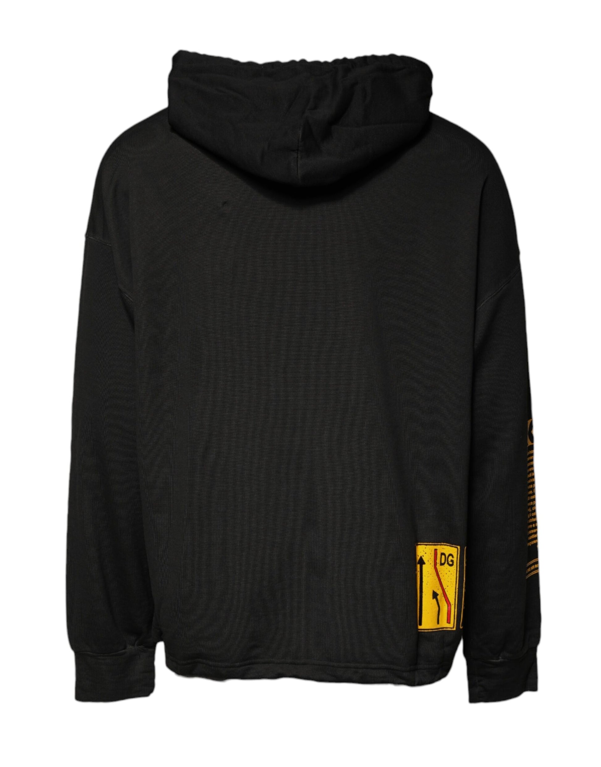 Dolce & Gabbana Black Cotton Hooded DG Shield Pullover Sweater - ACCEXO