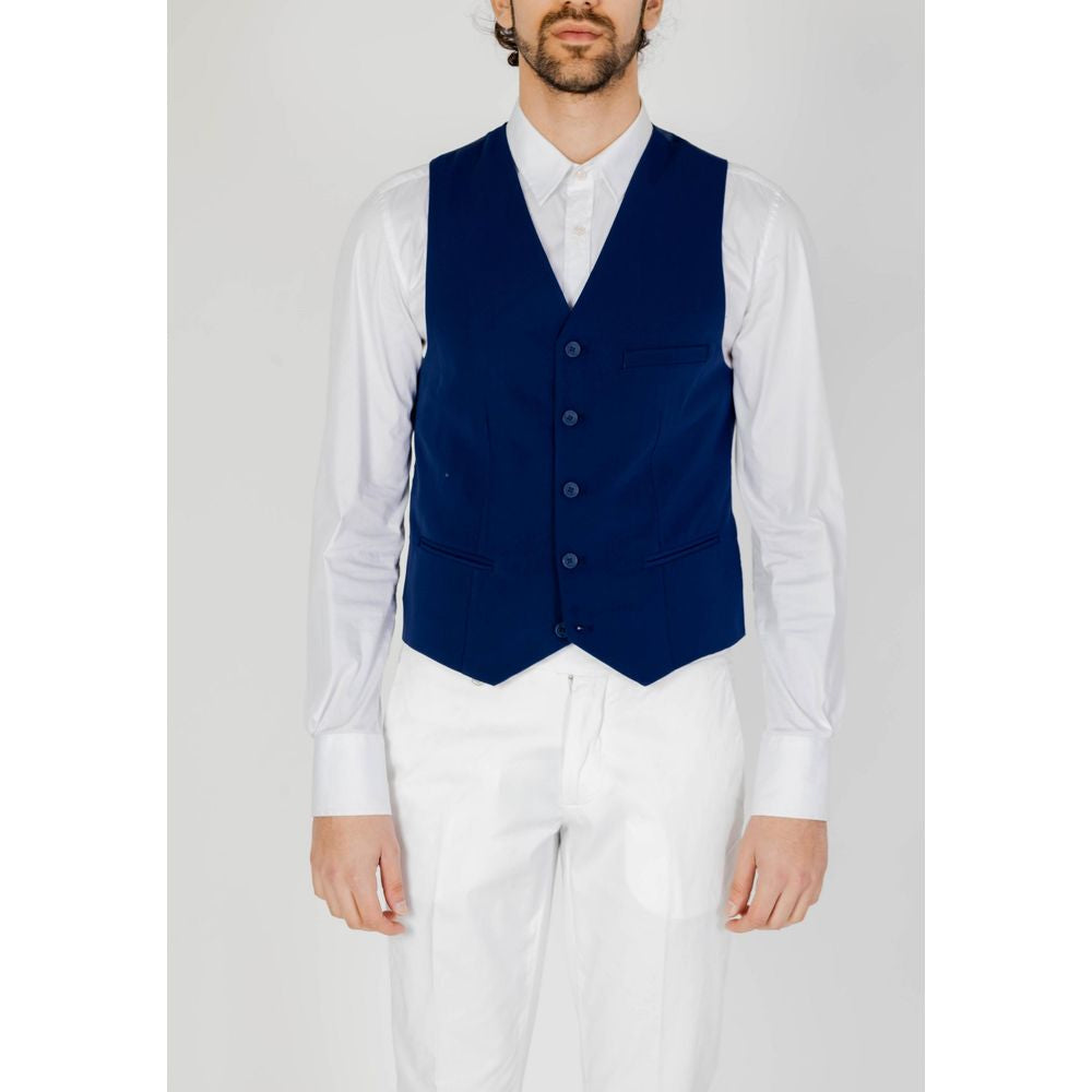 Only & Sons Blue Polyester Waistcoat - ACCEXO