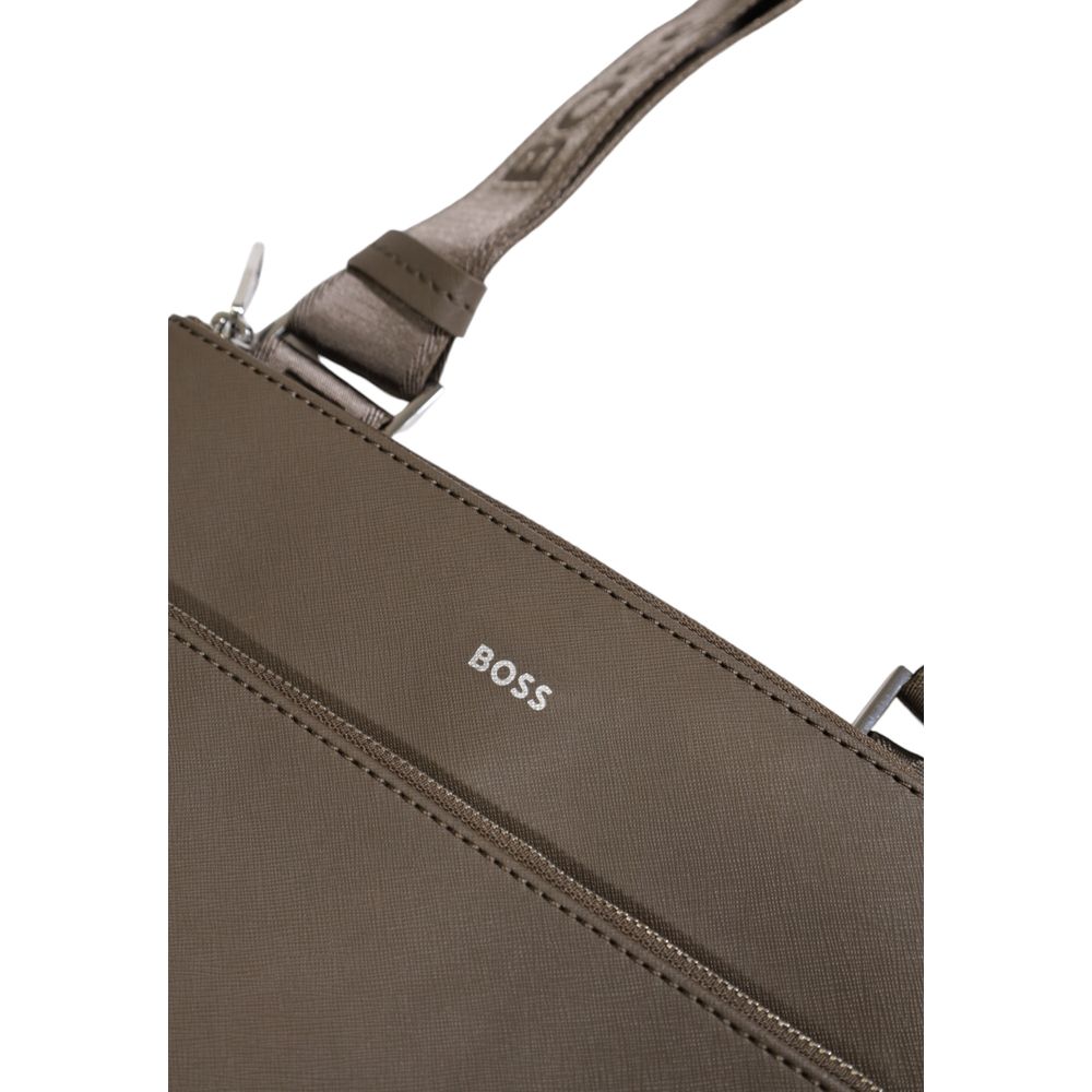 Hugo Boss Green Leather Messenger Bag - ACCEXO