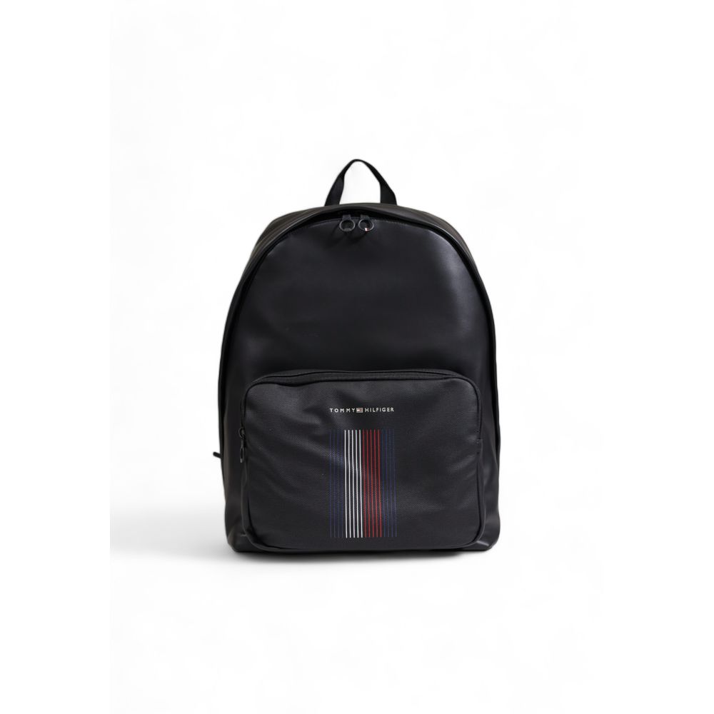 Tommy Hilfiger Black Polyester Leatherette Backpack - ACCEXO