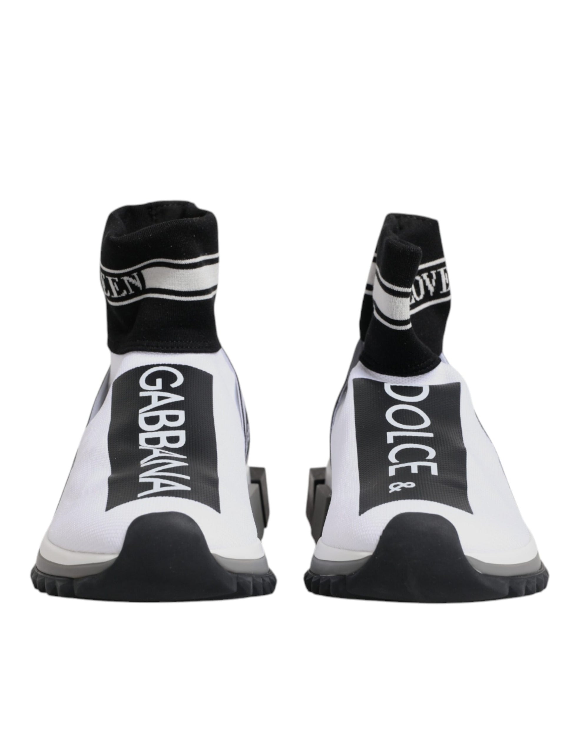 Dolce & Gabbana White Black Sorrento Socks Sneakers Shoes - ACCEXO