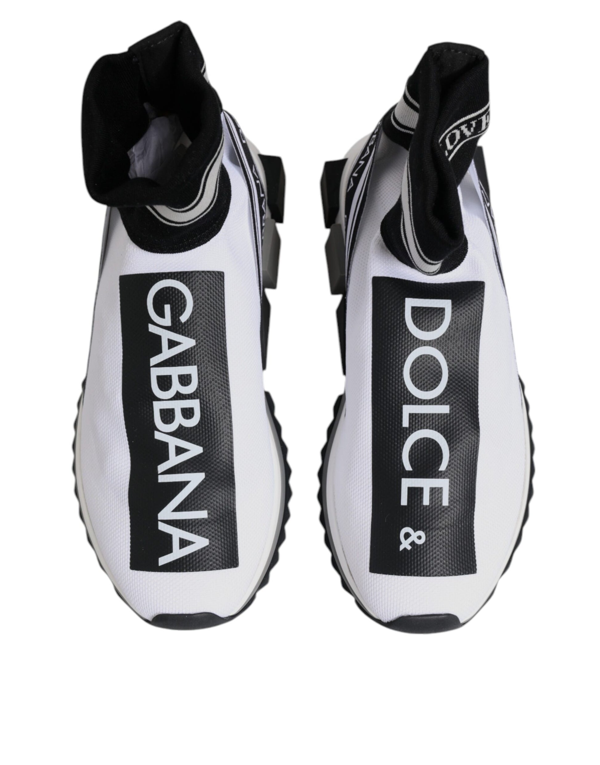 Dolce & Gabbana White Black Sorrento Socks Sneakers Shoes - ACCEXO