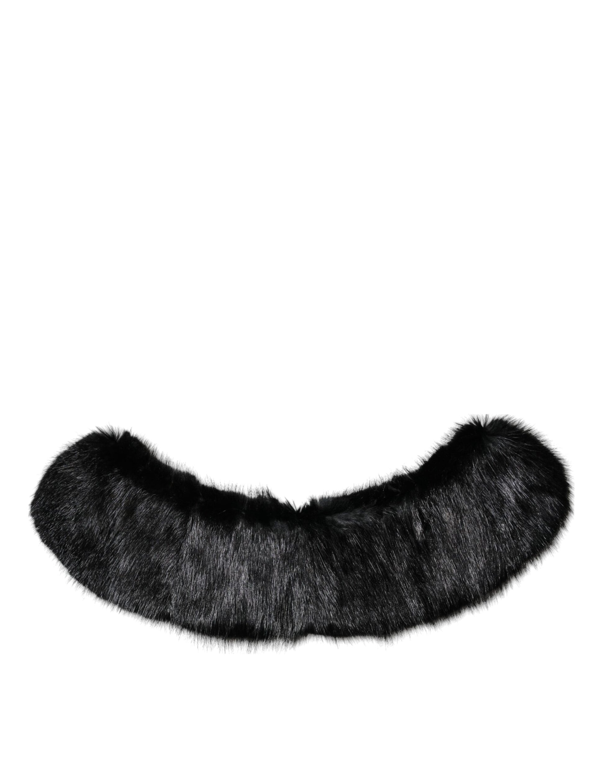 Dolce & Gabbana Black Fur Shawl Neck Wrap Cover Collar Scarf - ACCEXO