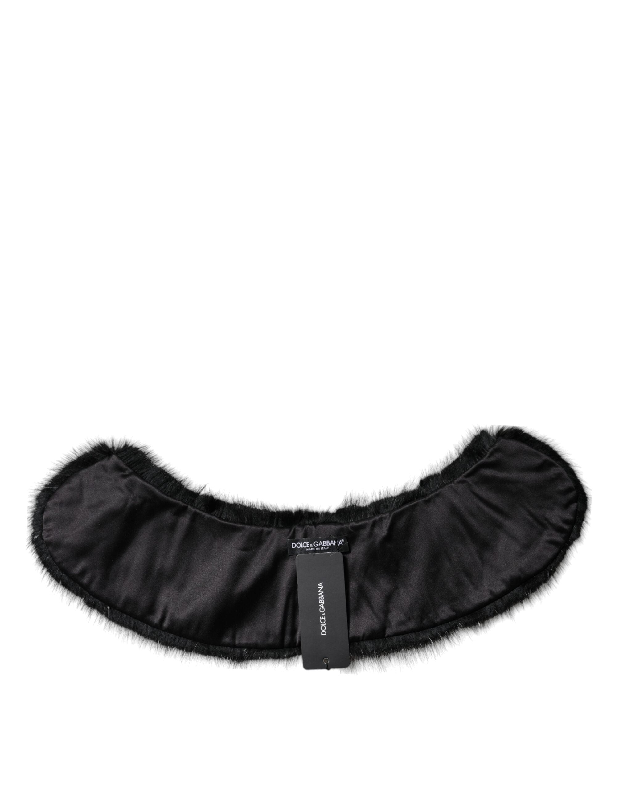 Dolce & Gabbana Black Fur Shawl Neck Wrap Cover Collar Scarf - ACCEXO