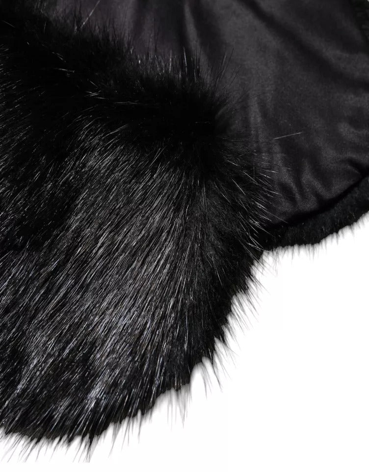 Dolce & Gabbana Black Fur Shawl Neck Wrap Cover Collar Scarf - ACCEXO