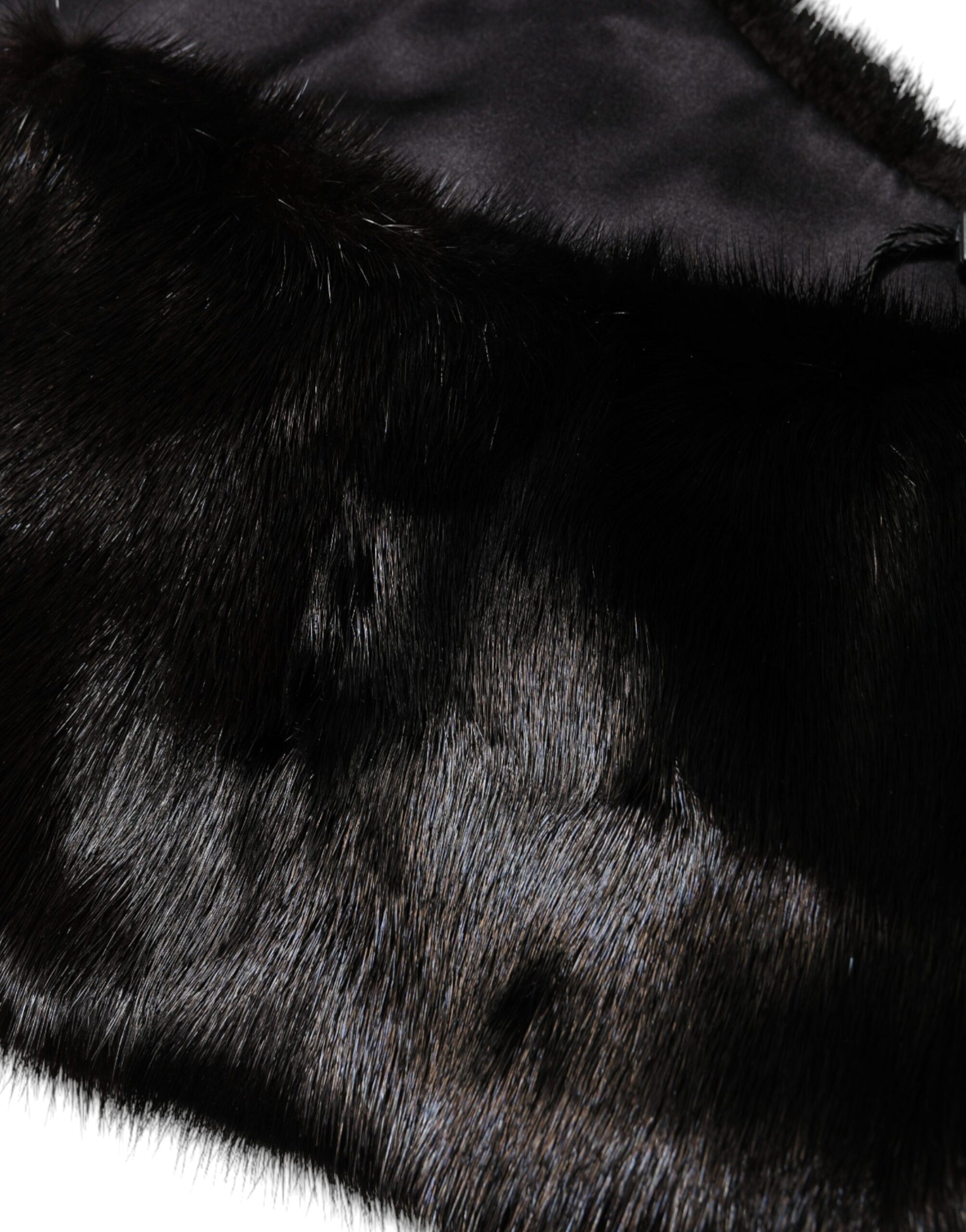 Dolce & Gabbana Black Fur Shawl Neck Wrap Cover Collar Scarf - ACCEXO