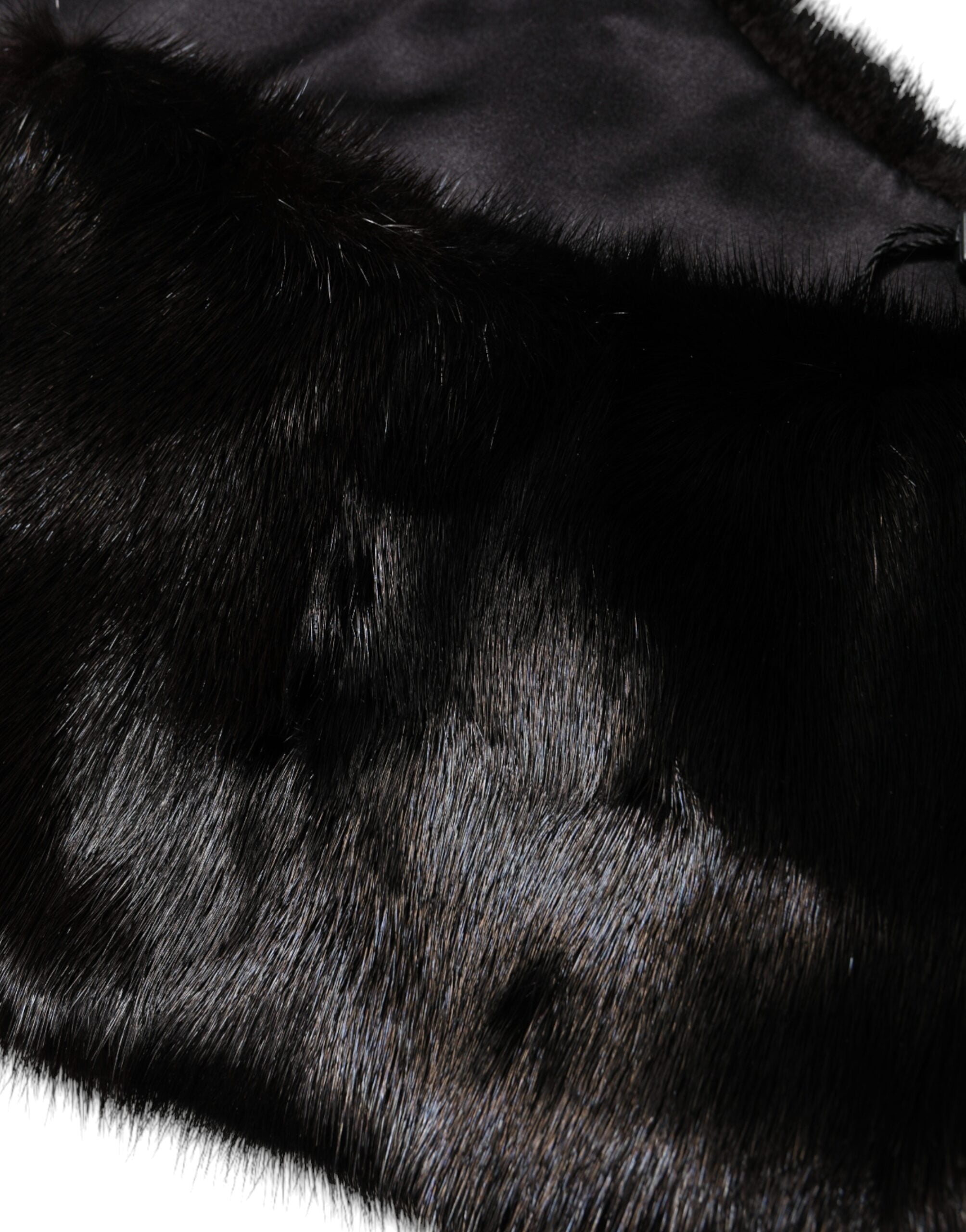 Dolce & Gabbana Black Fur Shawl Neck Wrap Cover Collar Scarf - ACCEXO