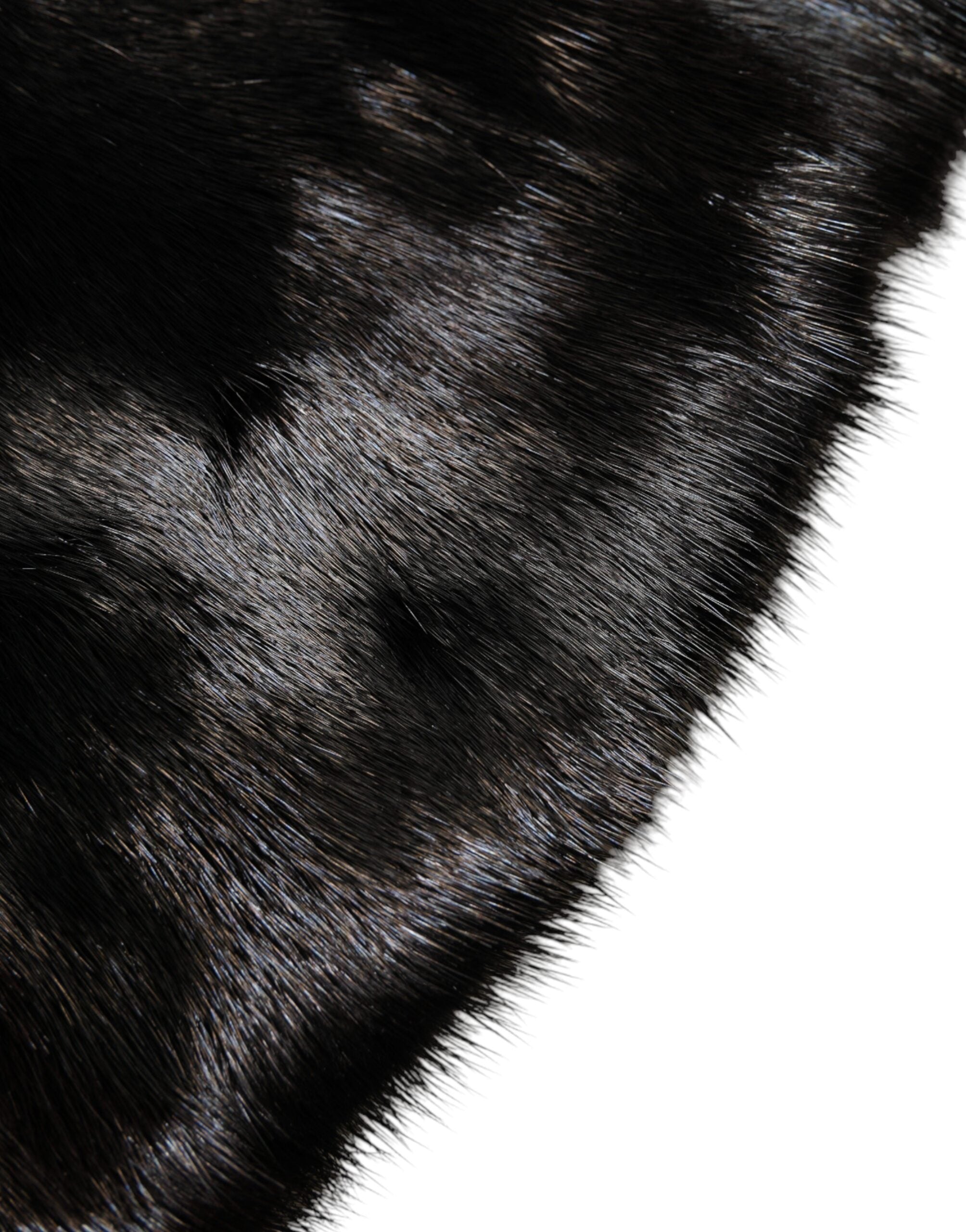 Dolce & Gabbana Black Fur Shawl Neck Wrap Cover Collar Scarf - ACCEXO