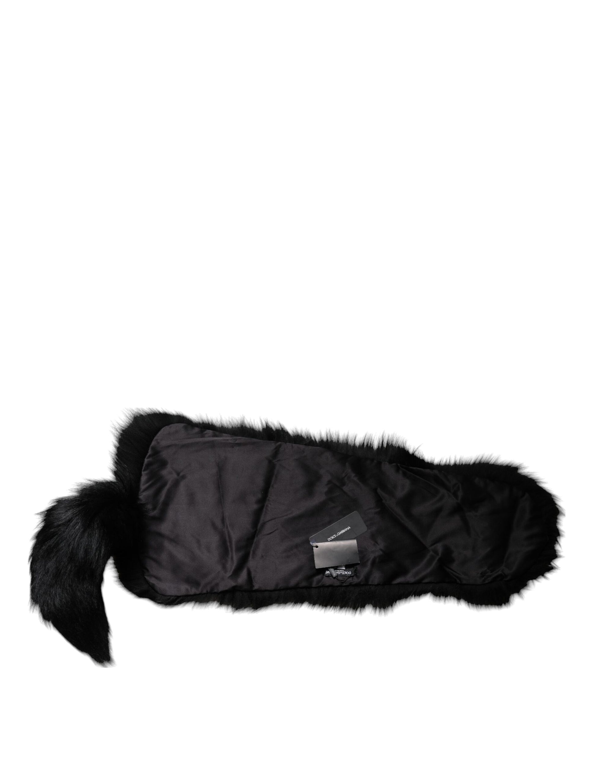 Dolce & Gabbana Black Fox Fur Neck Wrap Warmer Winter Scarf - ACCEXO