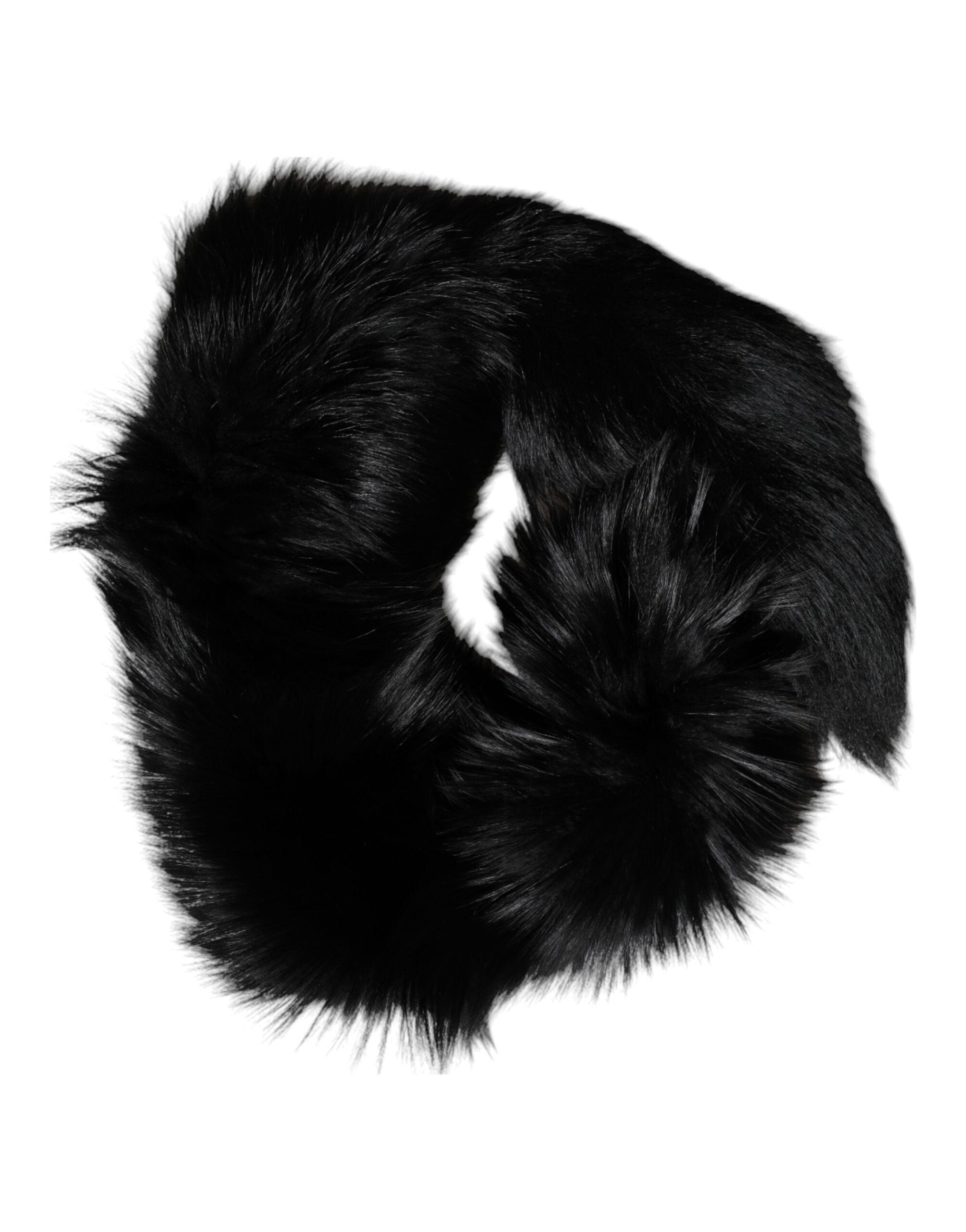 Dolce & Gabbana Black Fox Fur Neck Wrap Warmer Winter Scarf - ACCEXO