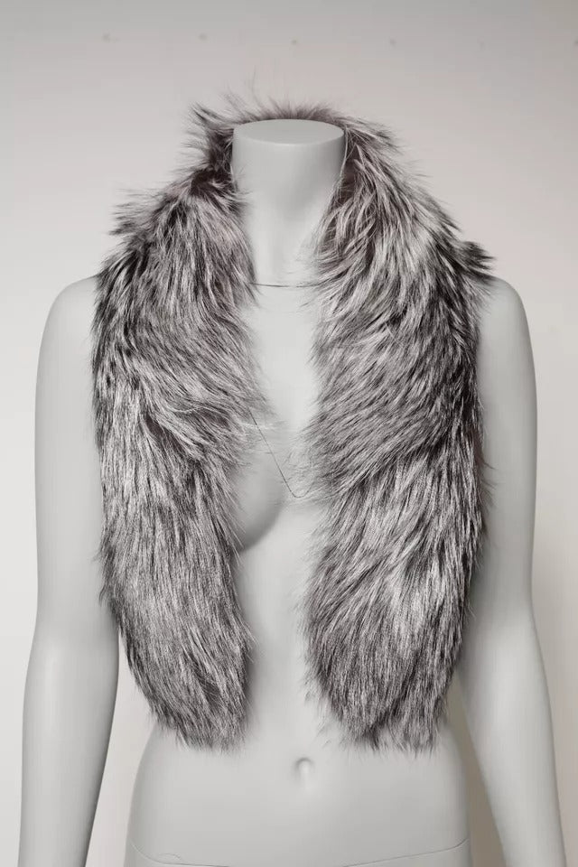 Dolce & Gabbana Gray Fox Fur Neck Wrap Warmer Winter Scarf - ACCEXO
