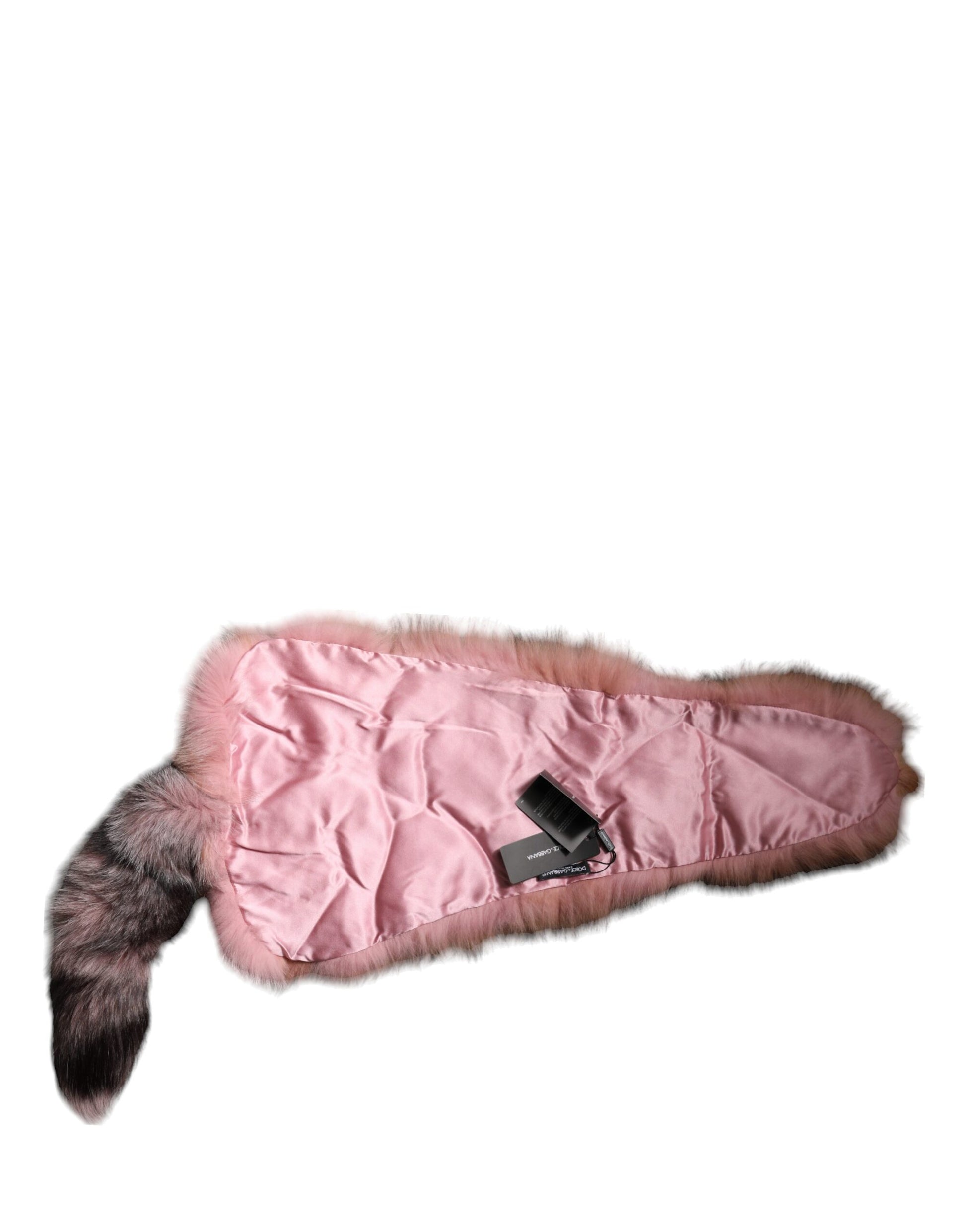 Dolce & Gabbana Pink Frost Fox Fur Neck Warmer Winter Scarf - ACCEXO