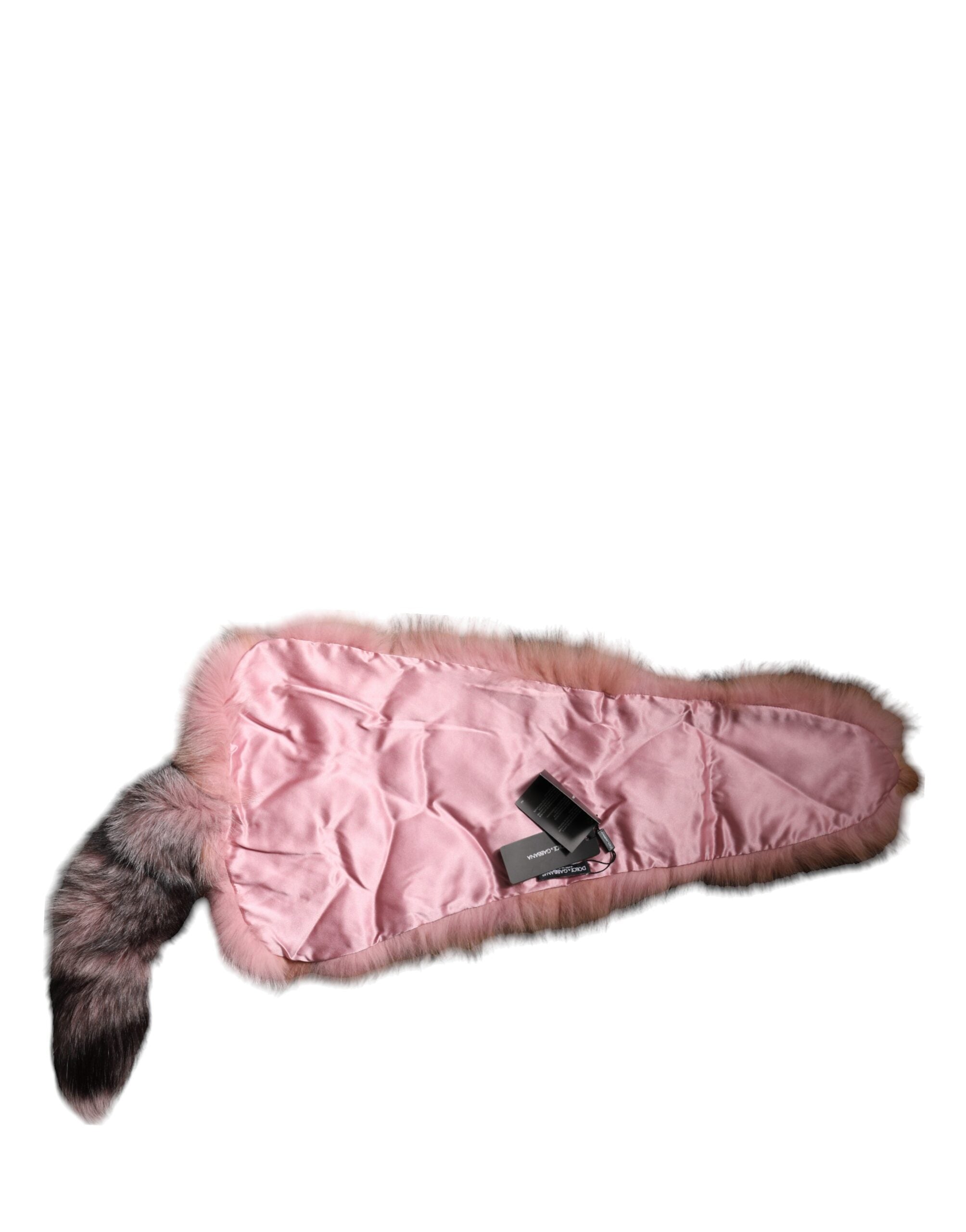 Dolce & Gabbana Pink Frost Fox Fur Neck Warmer Winter Scarf - ACCEXO