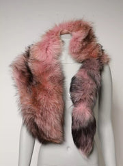 Dolce & Gabbana Pink Frost Fox Fur Neck Warmer Winter Scarf - ACCEXO