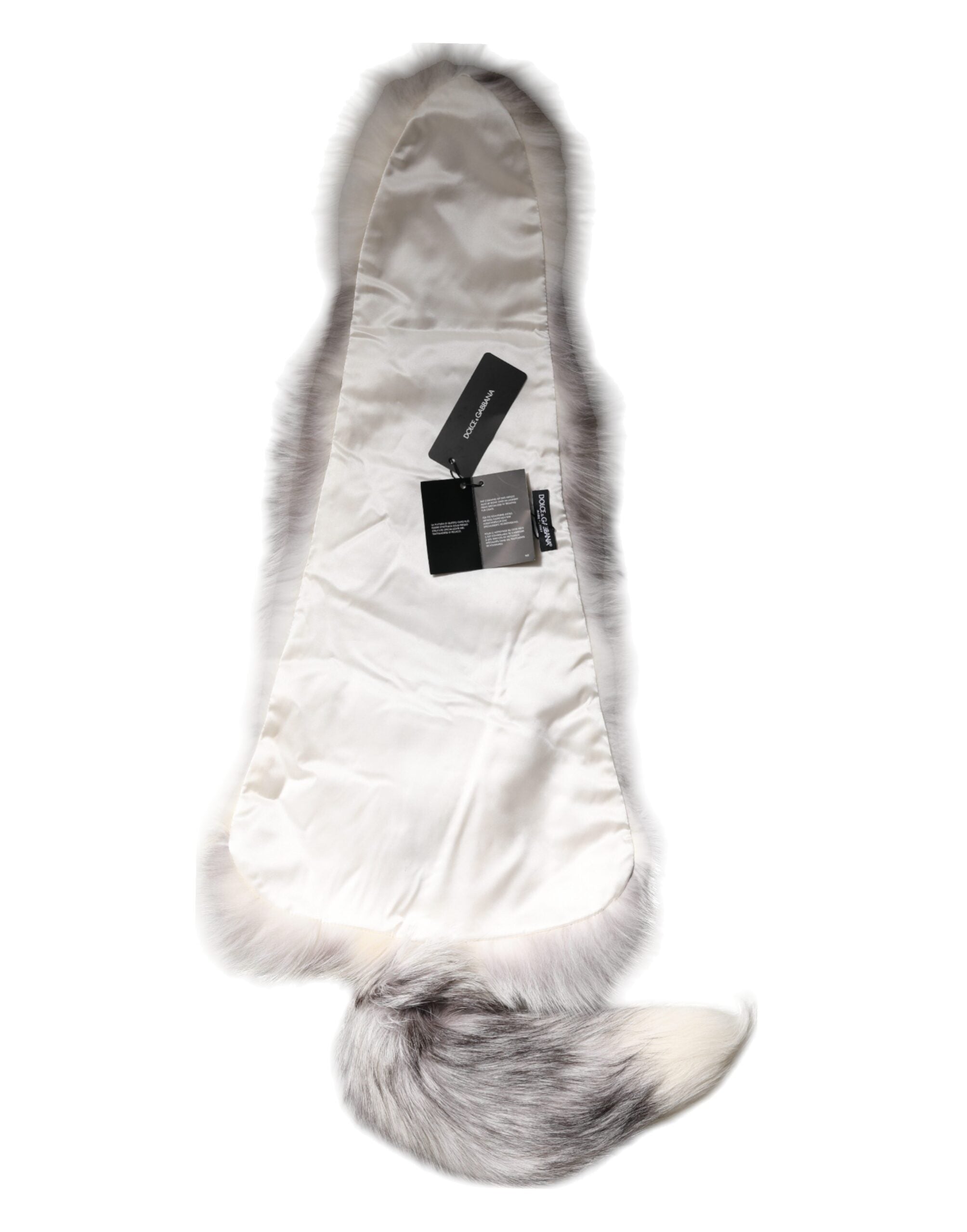 Dolce & Gabbana White Fox Fur Neck Wrap Warmer Winter Scarf - ACCEXO