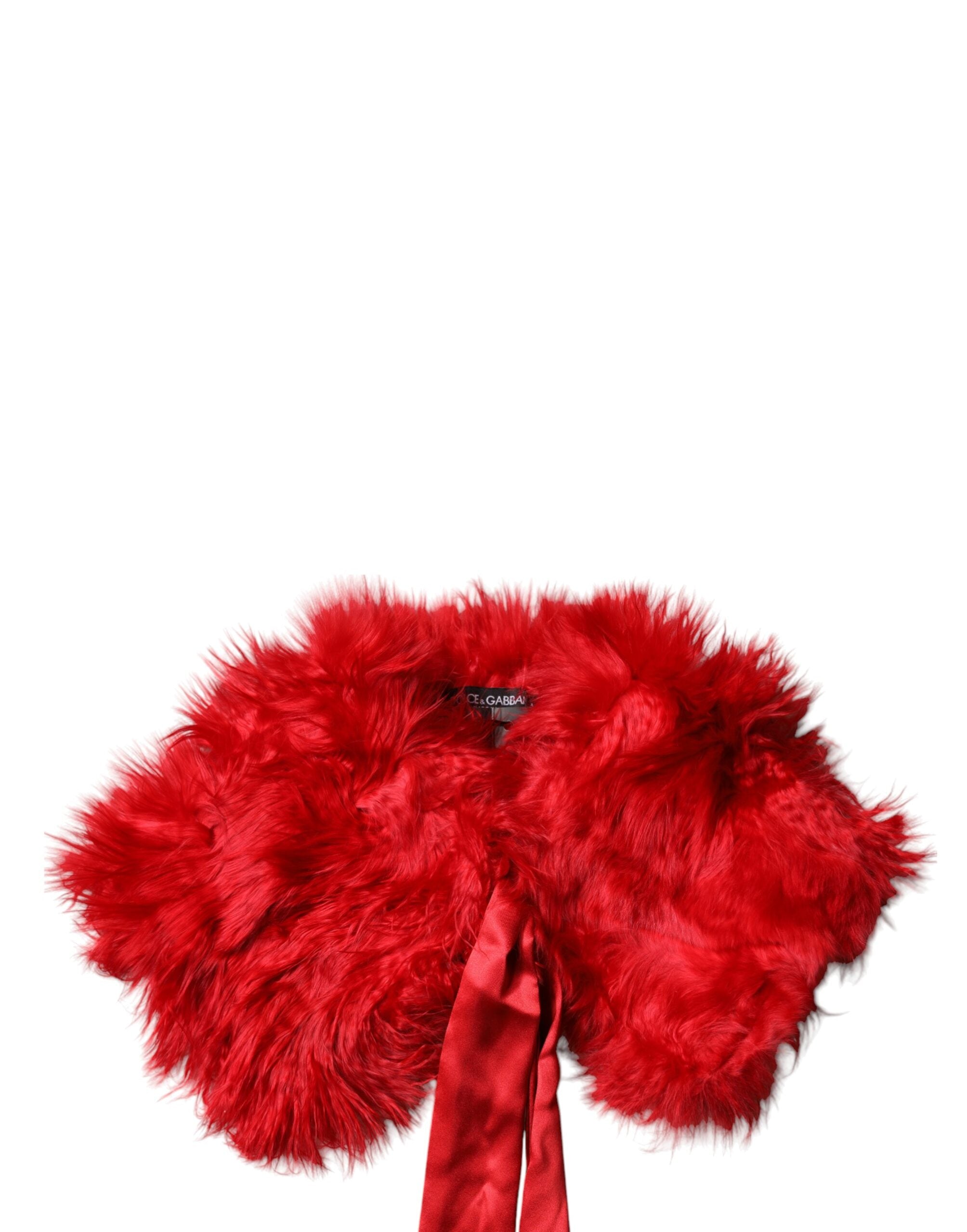 Dolce & Gabbana Red Alpaca Fur Women Neck Warmer Winter Scarf - ACCEXO