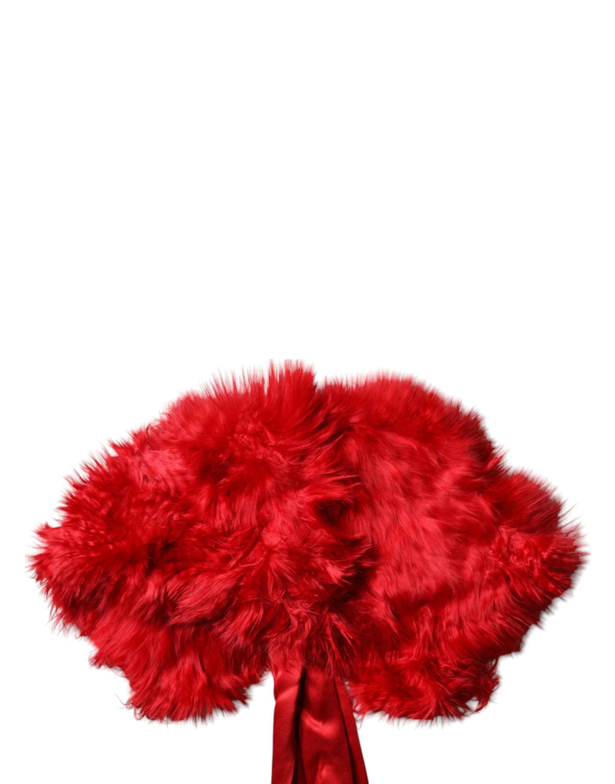 Dolce & Gabbana Red Alpaca Fur Women Neck Warmer Winter Scarf - ACCEXO