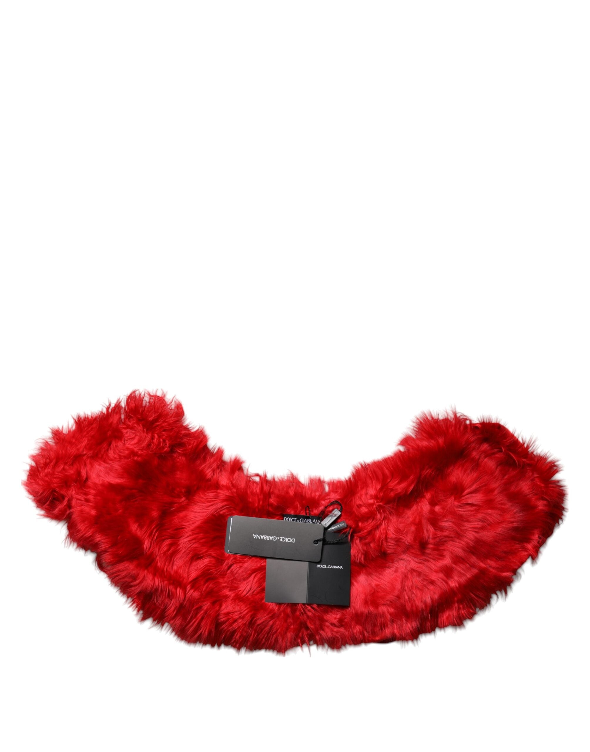 Dolce & Gabbana Red Alpaca Fur Women Neck Warmer Winter Scarf - ACCEXO