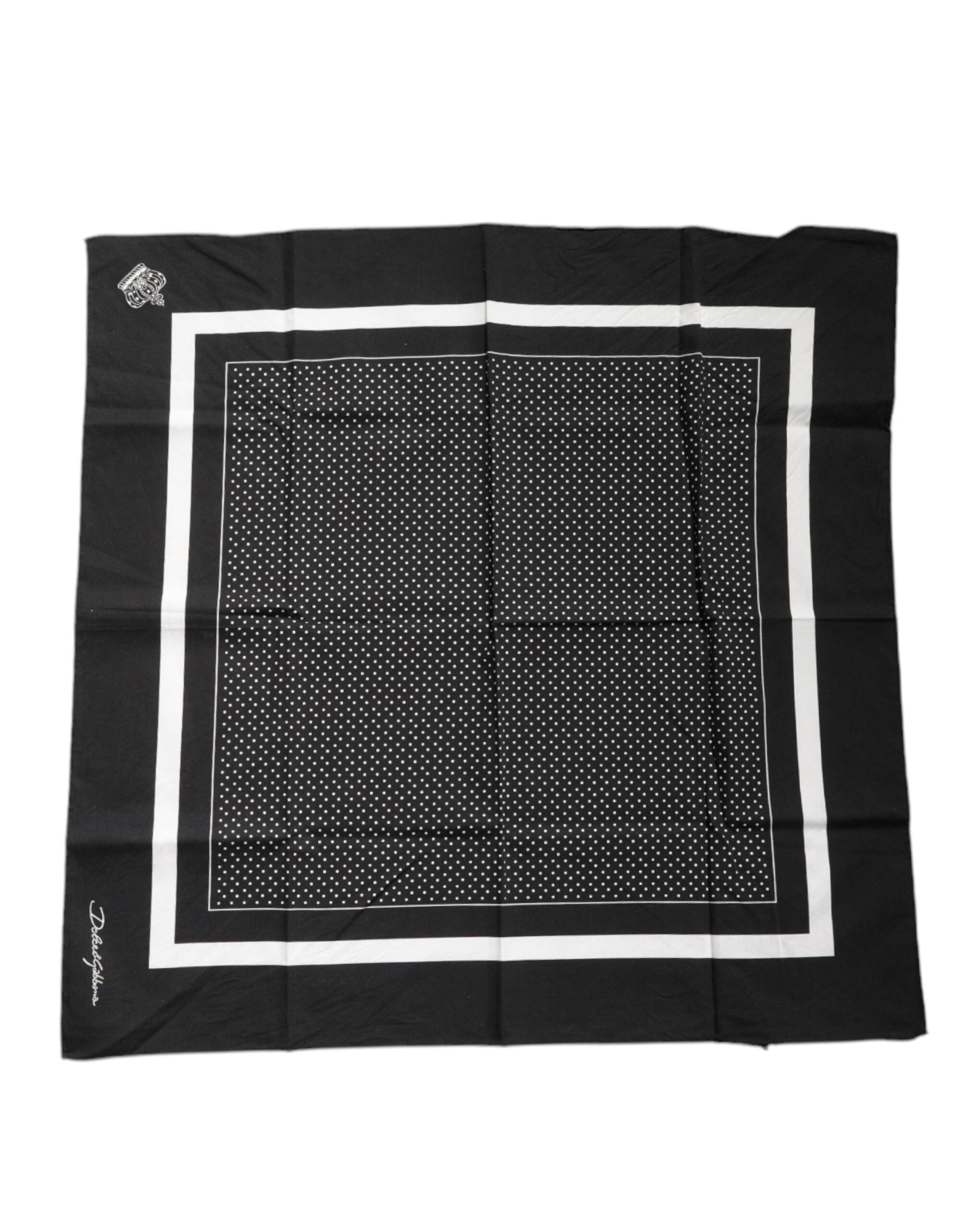 Dolce & Gabbana Black Polka Dots Cotton Handkerchief Scarf - ACCEXO