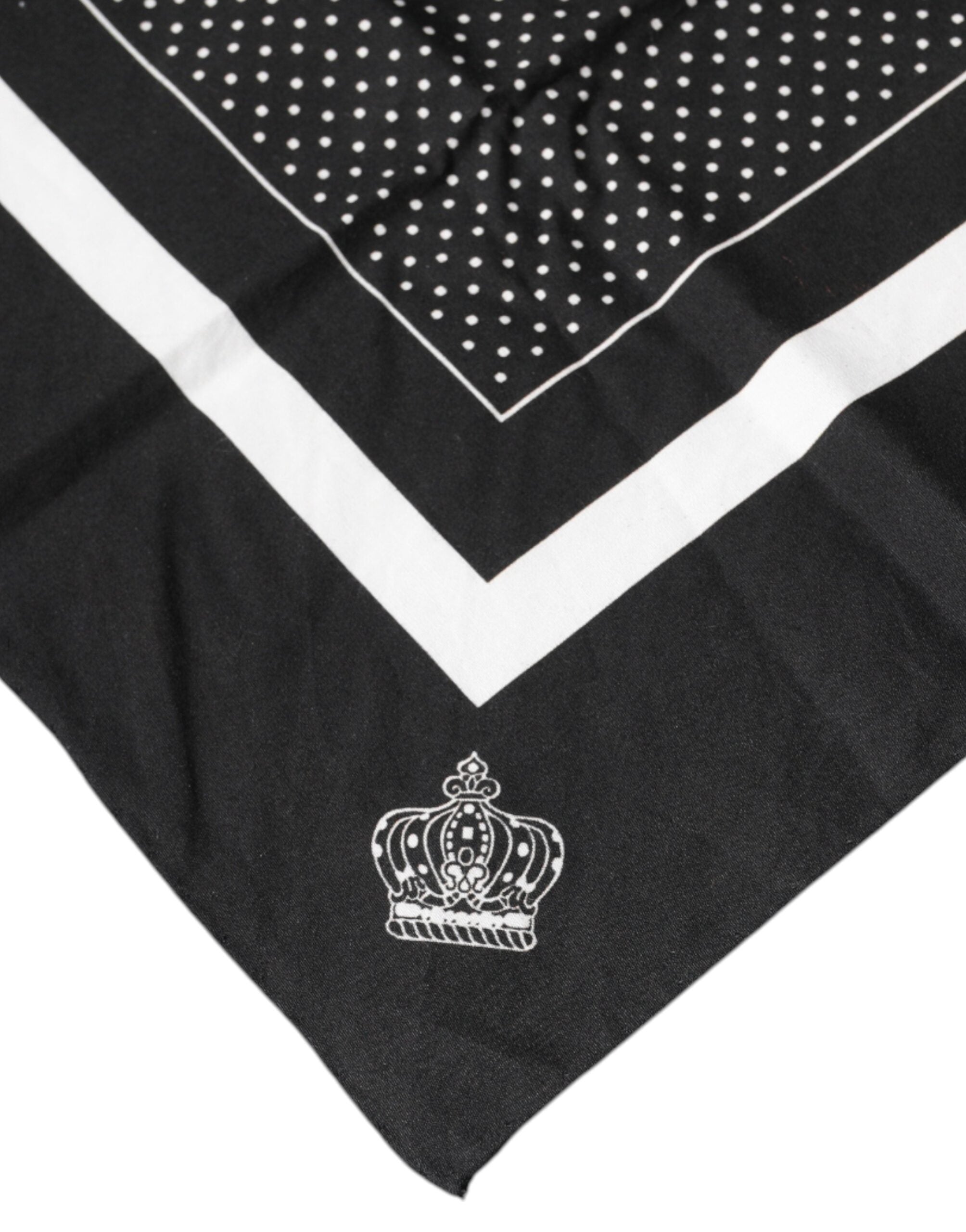 Dolce & Gabbana Black Polka Dots Cotton Handkerchief Scarf - ACCEXO