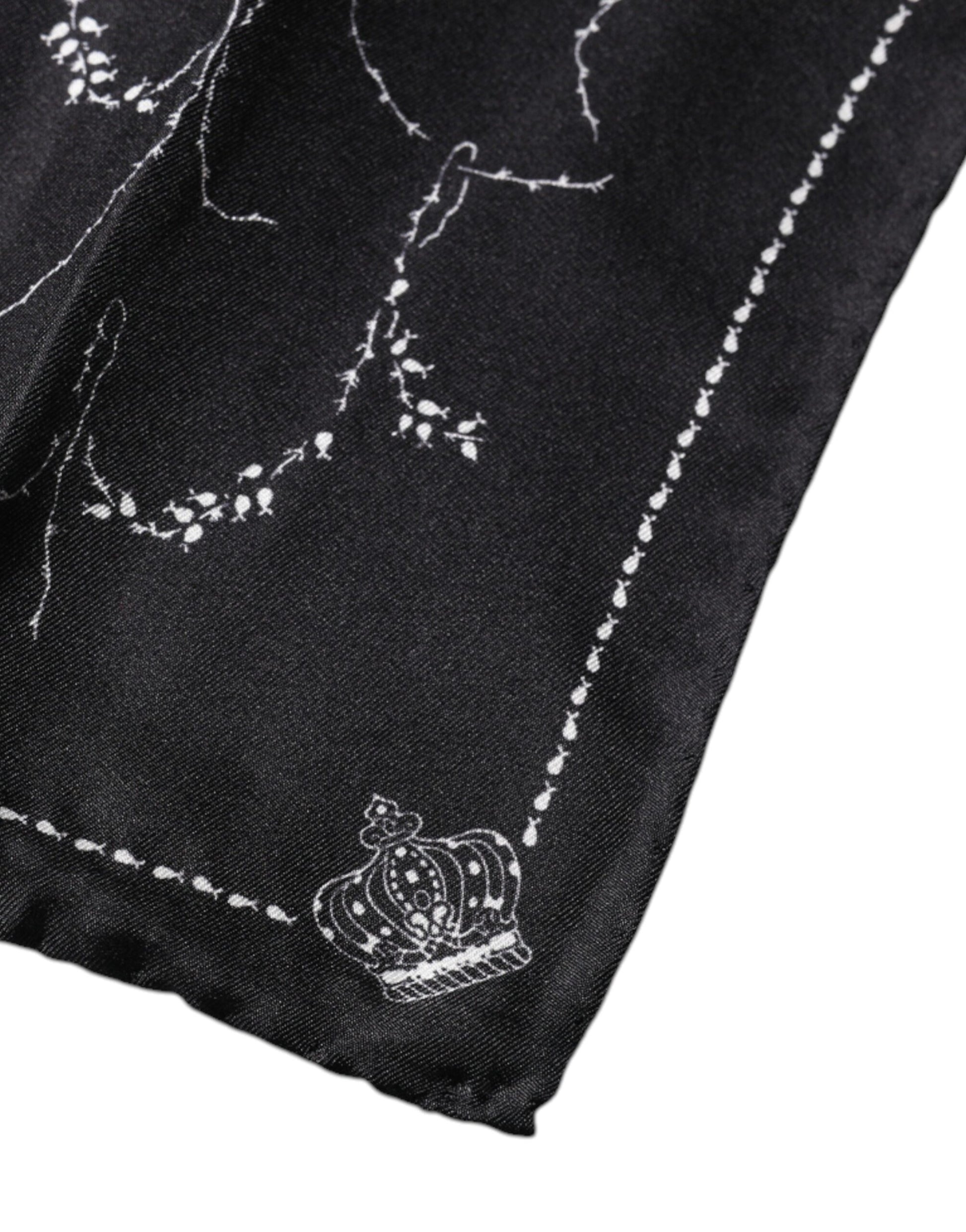 Dolce & Gabbana Black Patterned Silk Handkerchief Scarf - ACCEXO
