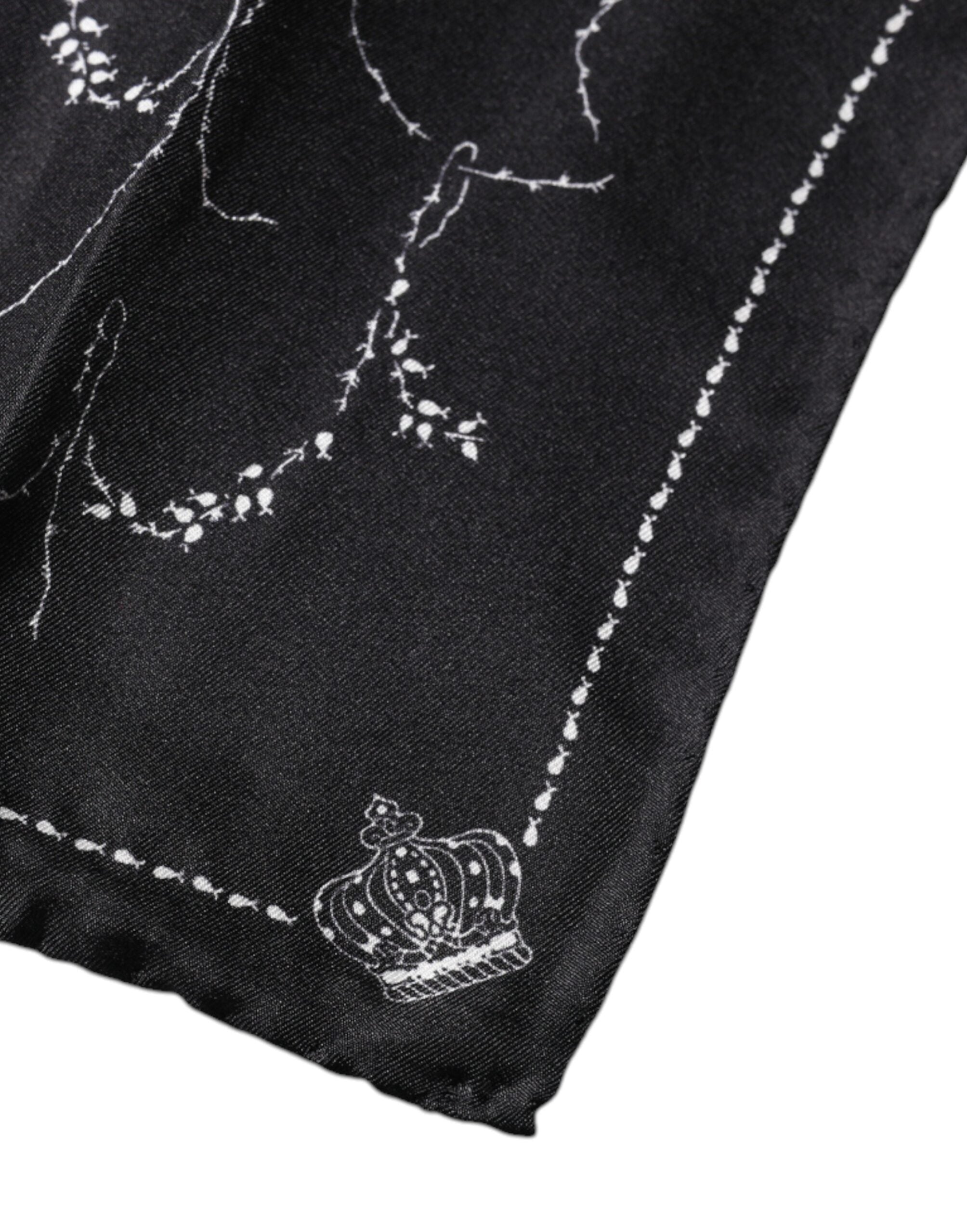 Dolce & Gabbana Black Patterned Silk Handkerchief Scarf - ACCEXO