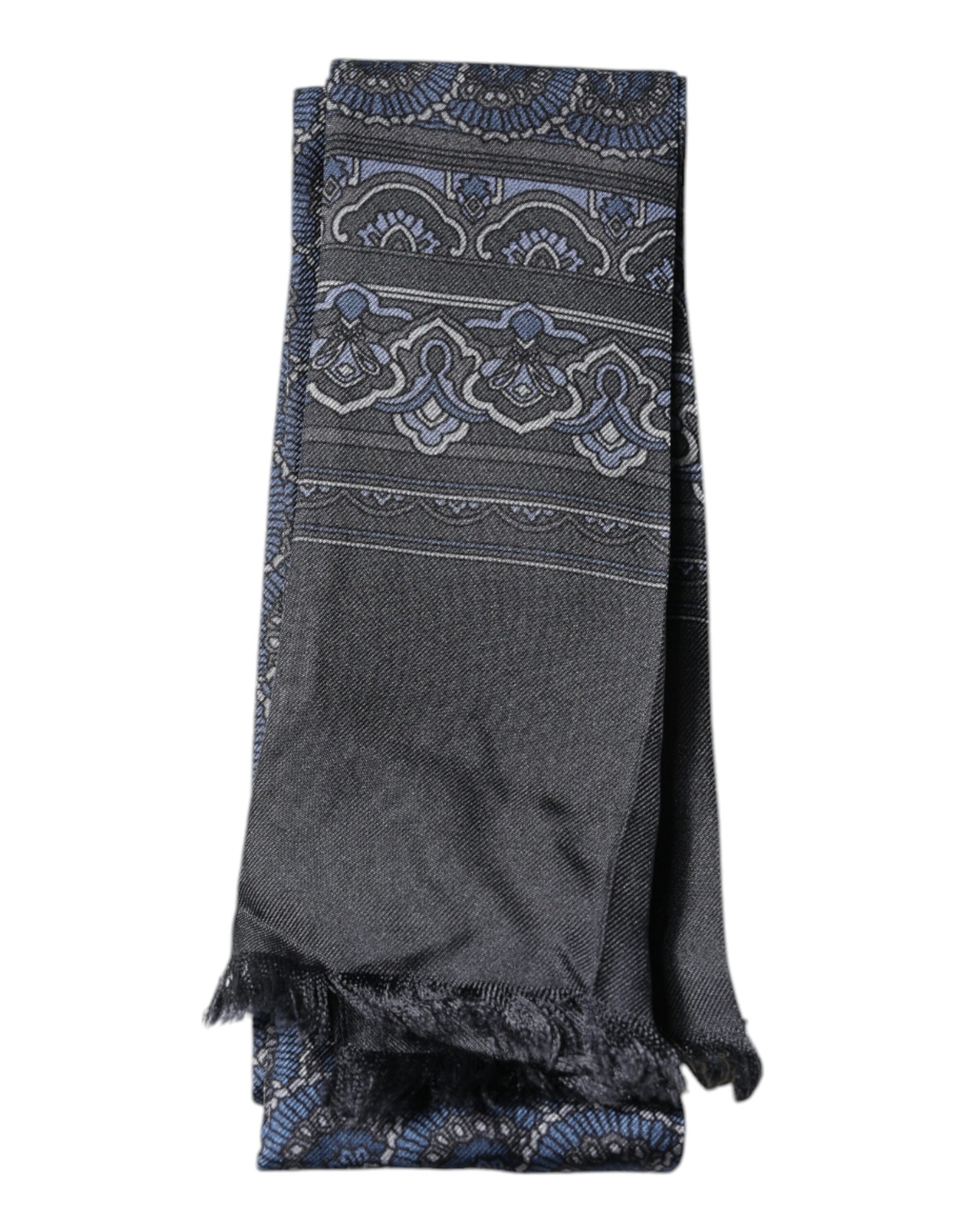 Dolce & Gabbana Dark Blue Fantasy Silk Neck Wrap Shawl Scarf - ACCEXO